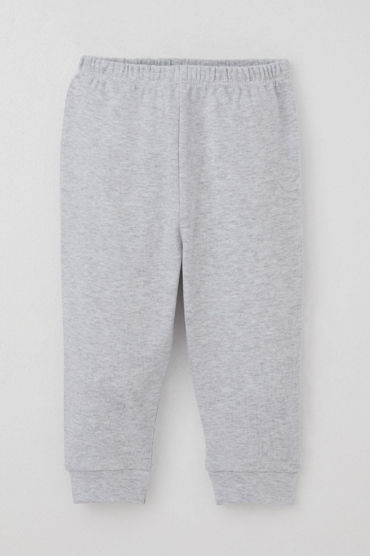 Breeze Erkek Bebek Pijama Takımı Hareketli Kedicik Desenli Gri Melanj (4 Ay-1 Yaş)