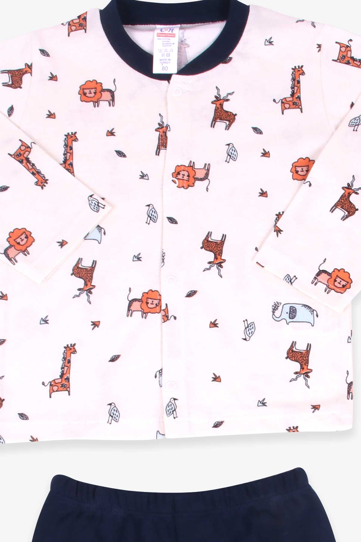 Breeze Erkek Bebek Pijama Takımı Hayvan Desenli Krem (4 Ay-1 Yaş)