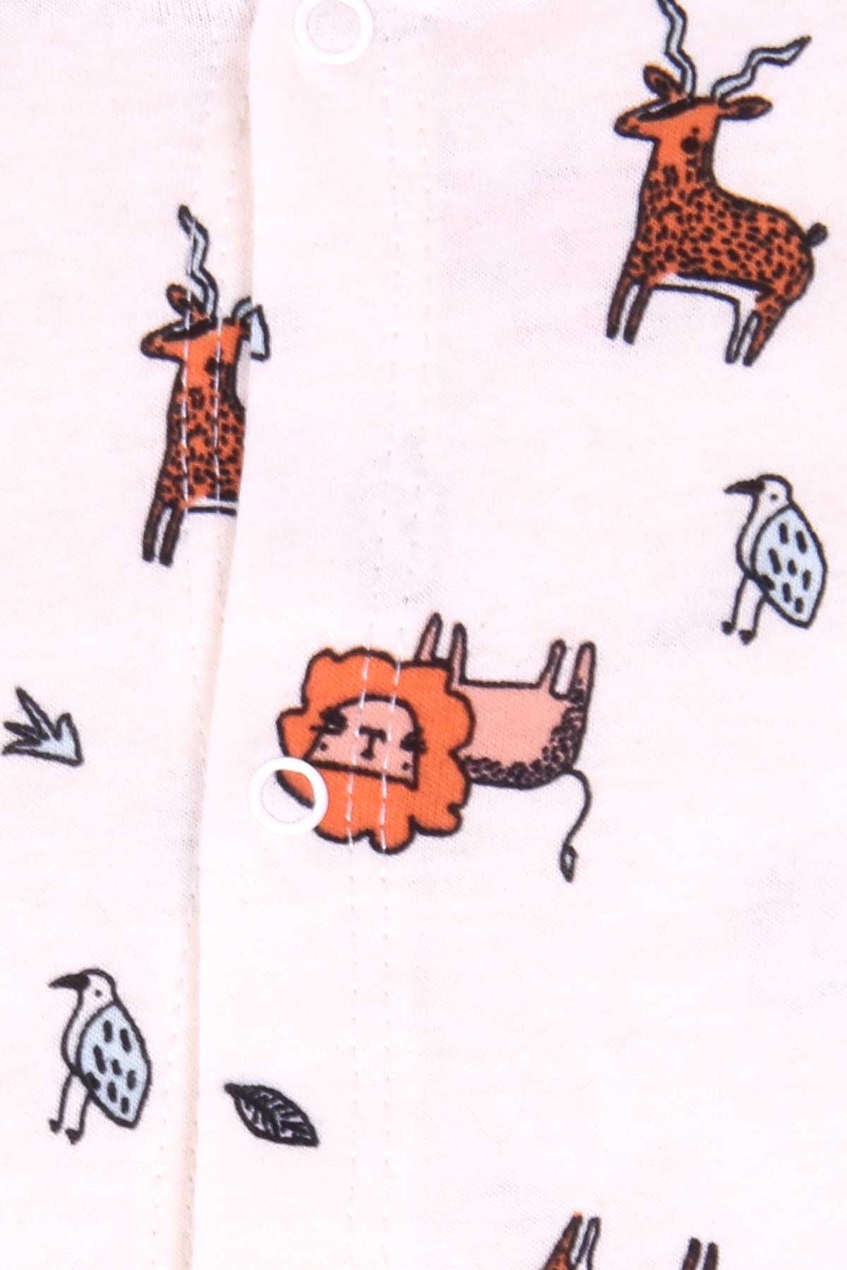 Breeze Erkek Bebek Pijama Takımı Hayvan Desenli Krem (4 Ay-1 Yaş)
