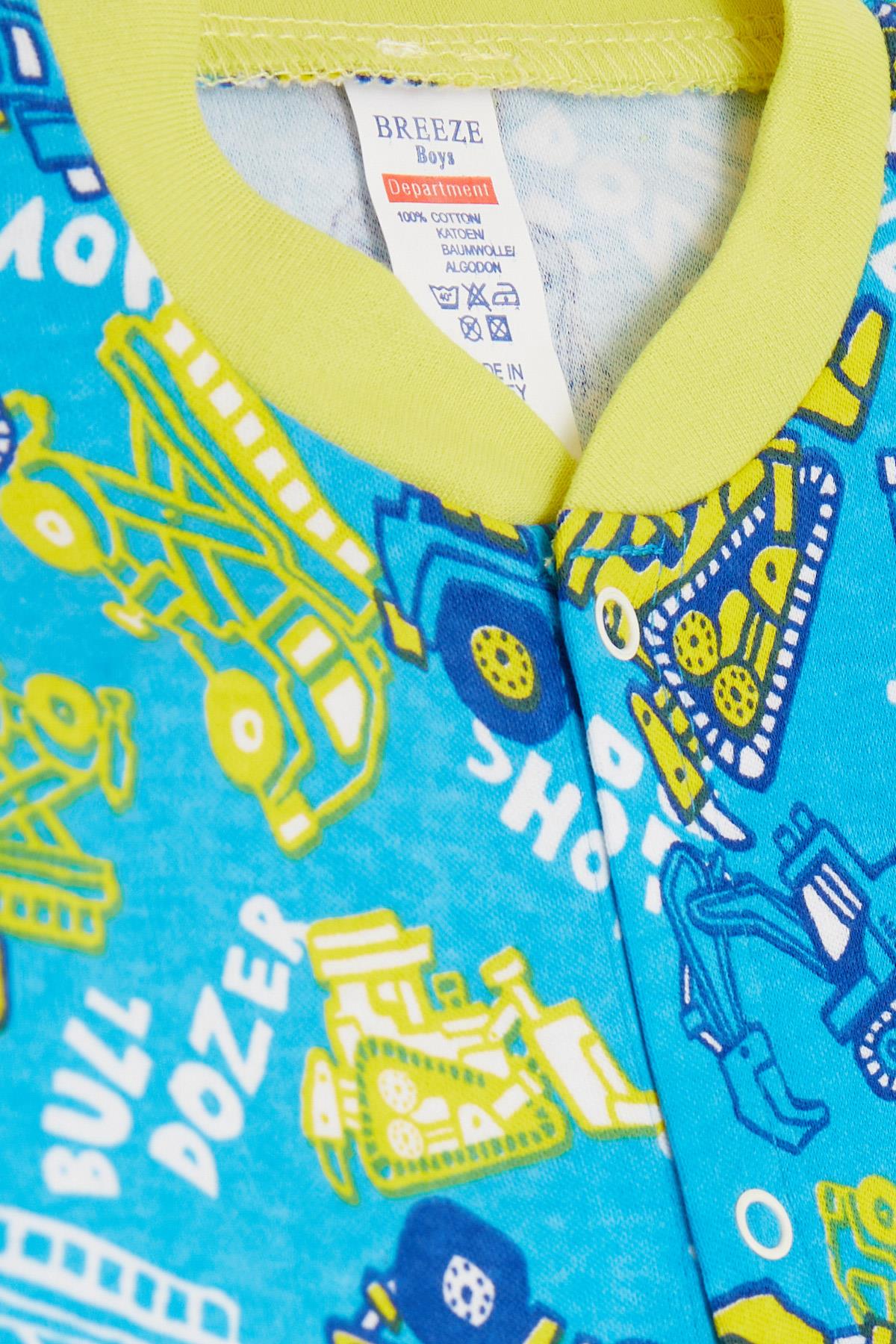 Breeze Erkek Bebek Pijama Takımı İş Makinası Temalı Mavi (4 Ay-1 Yaş)