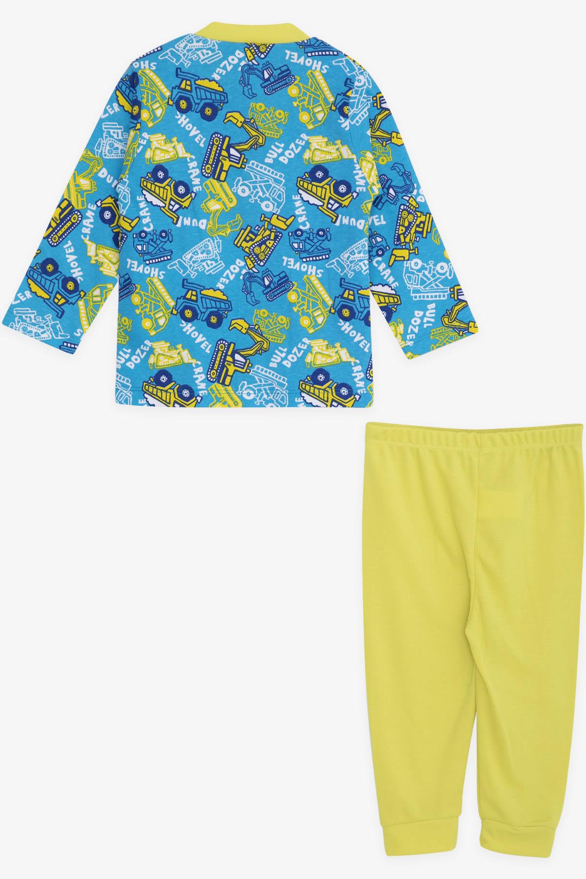 Breeze Erkek Bebek Pijama Takımı İş Makinası Temalı Mavi (4 Ay-1 Yaş)