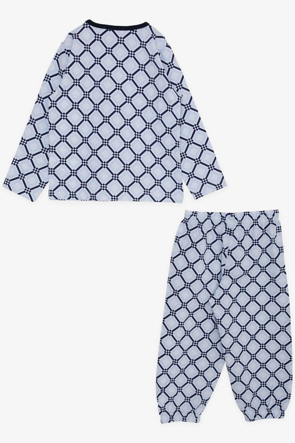Breeze Erkek Bebek Pijama Takımı Kare Desenli Beyaz (9 Ay-3 Yaş)