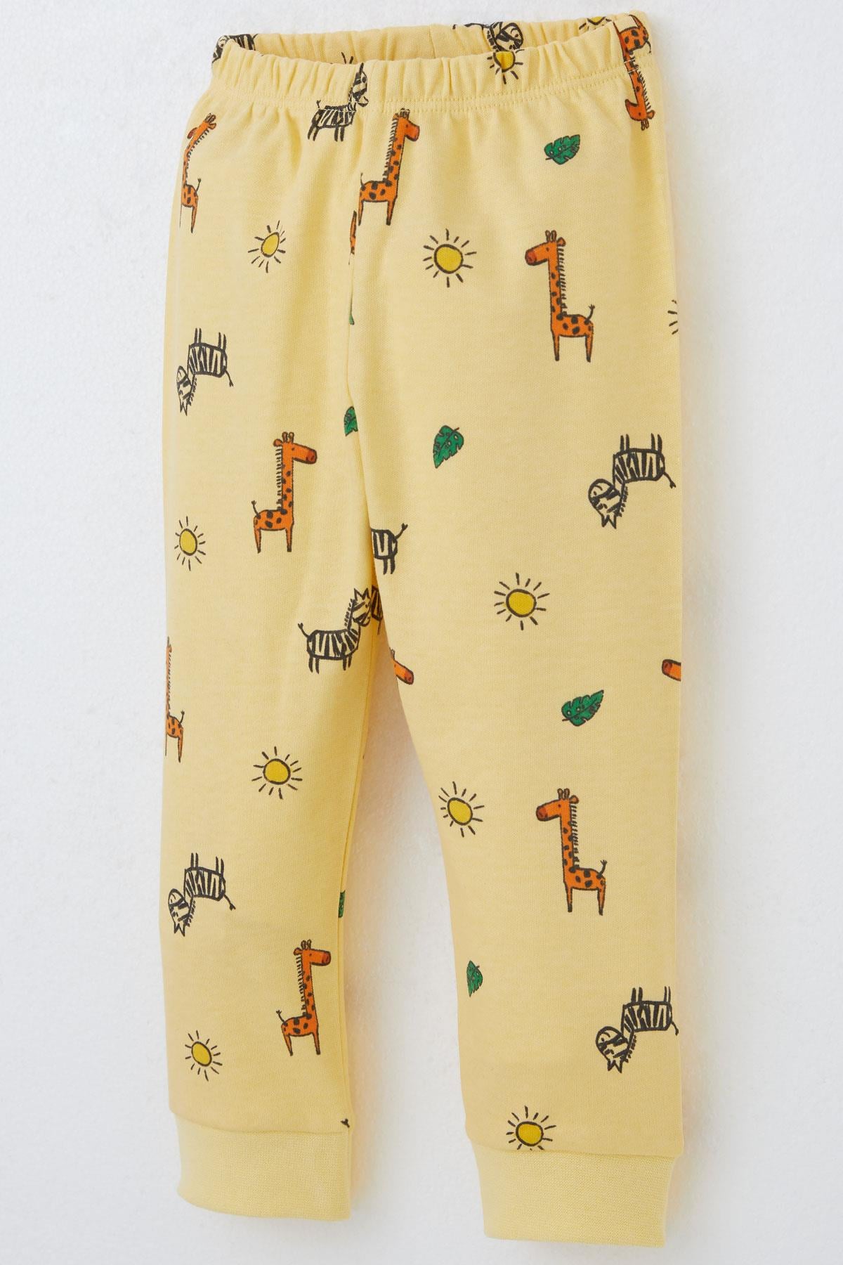 Breeze Erkek Bebek Pijama Takımı Minik Safari Temalı Hayvancık Desenli Sarı (4 Ay-1 Yaş)