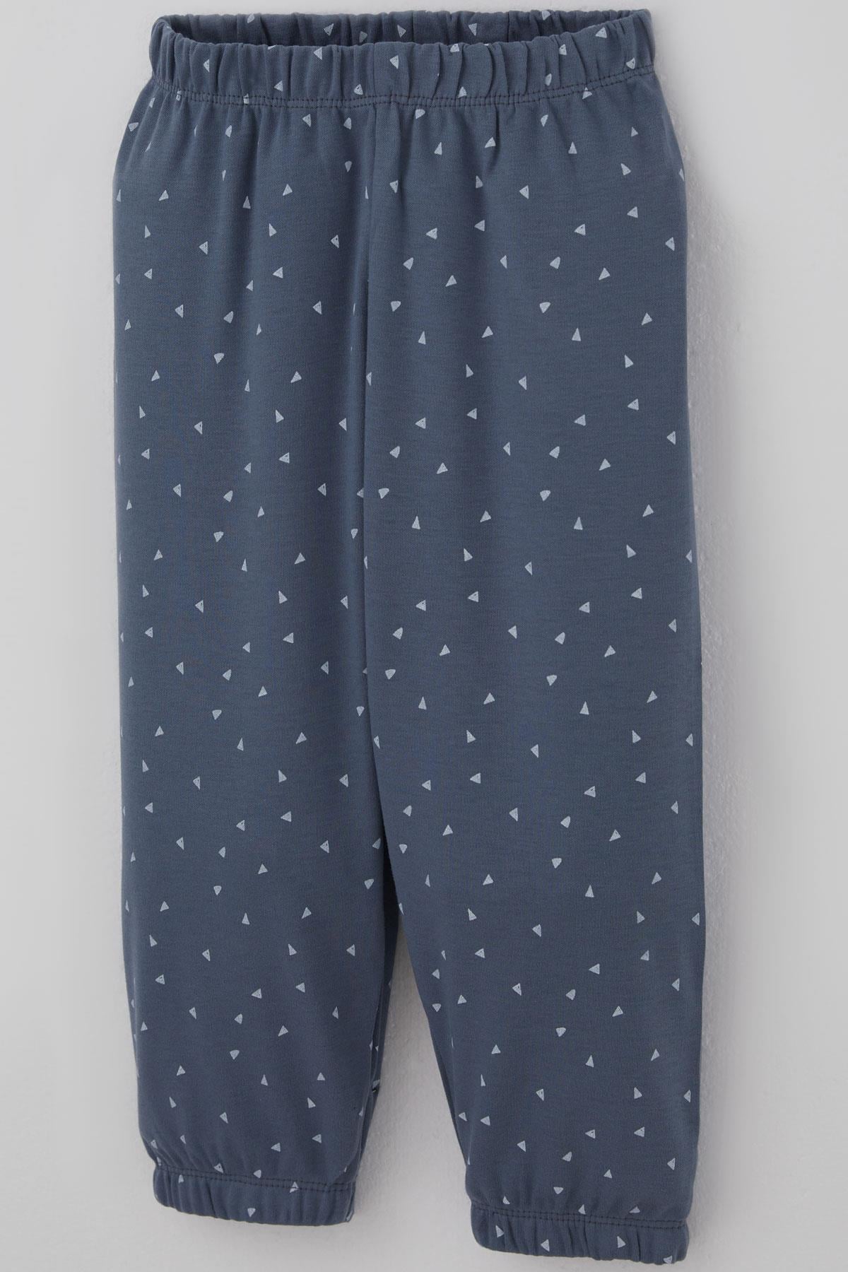 Breeze Erkek Bebek Pijama Takımı Minik Üçgenler Desenli Füme (9 Ay-3 Yaş)