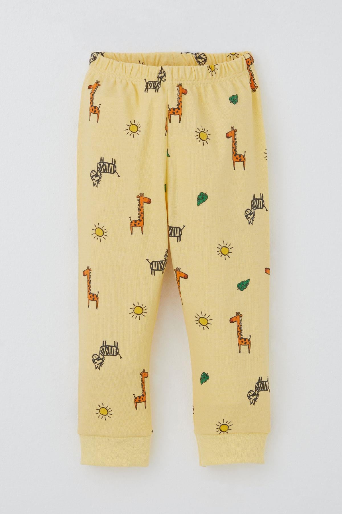 Breeze Erkek Bebek Pijama Takımı Minik Safari Temalı Hayvancık Desenli Sarı (4 Ay-1 Yaş)