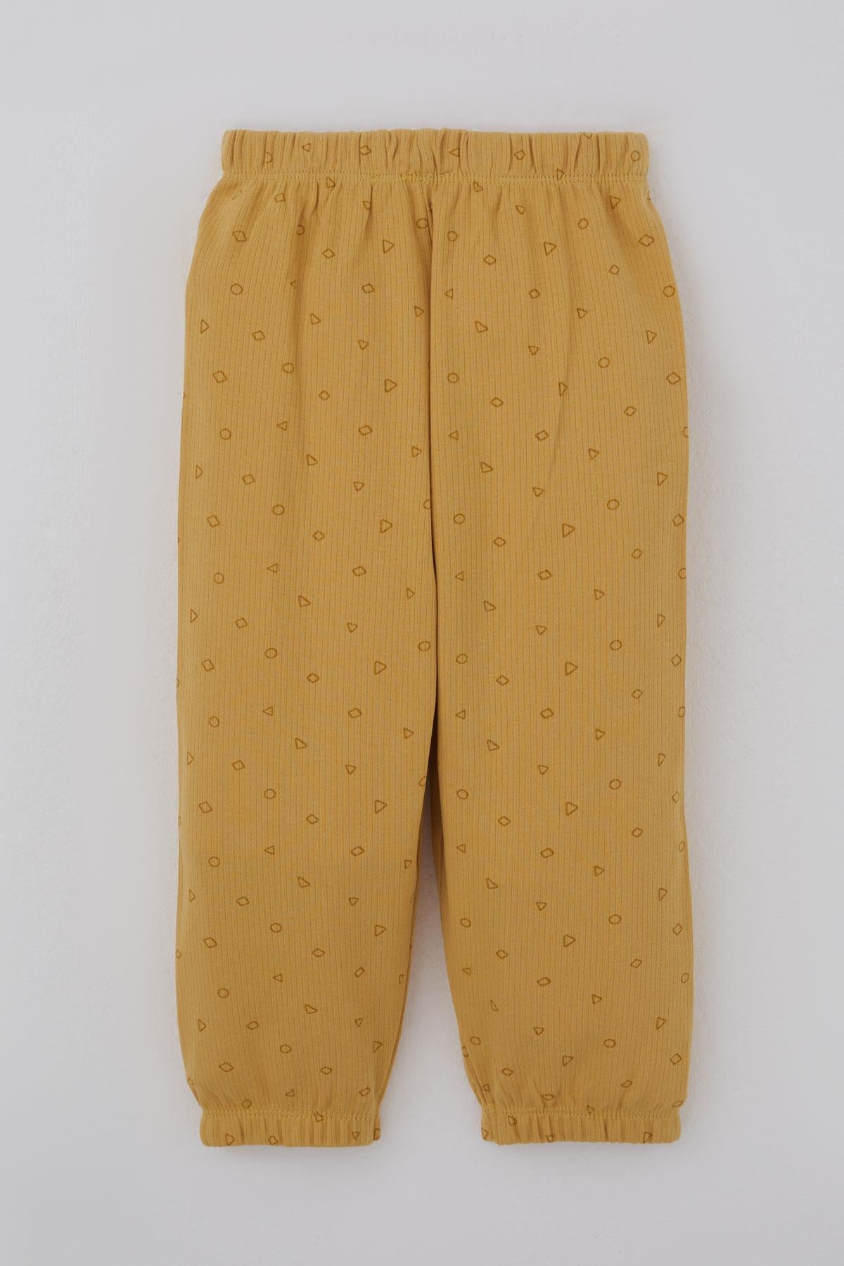 Breeze Erkek Bebek Pijama Takımı Minik Geometrik Desenler Hardal Sarı (9 Ay-3 Yaş)