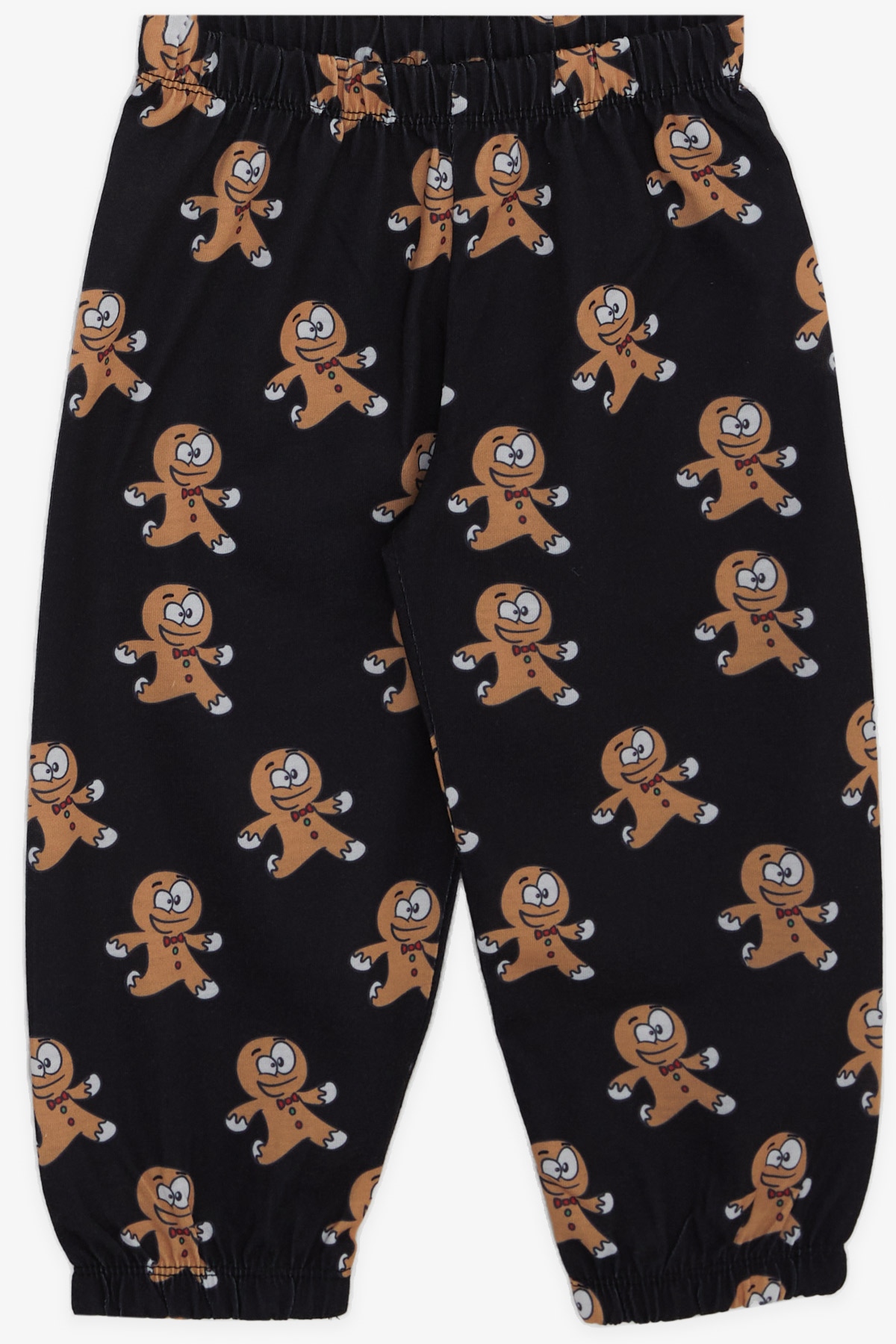 Breeze Erkek Bebek Pijama Takımı Neşeli Kurabiyecik Desenli Siyah (9 Ay-3 Yaş)