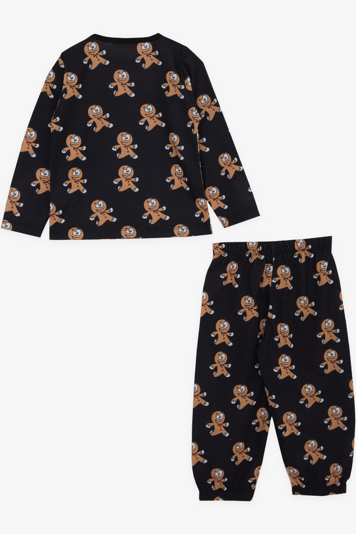 Breeze Erkek Bebek Pijama Takımı Neşeli Kurabiyecik Desenli Siyah (9 Ay-3 Yaş)
