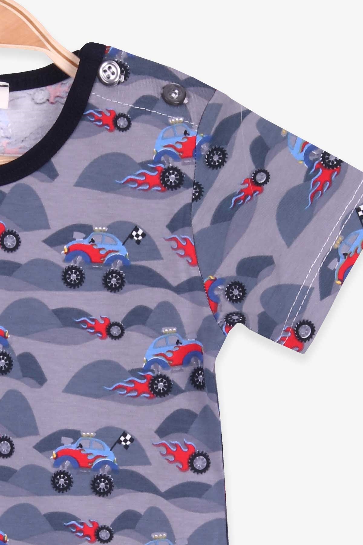 Breeze Erkek Bebek Pijama Takımı Off-Road Desenli Füme (9 Ay-3 Yaş)