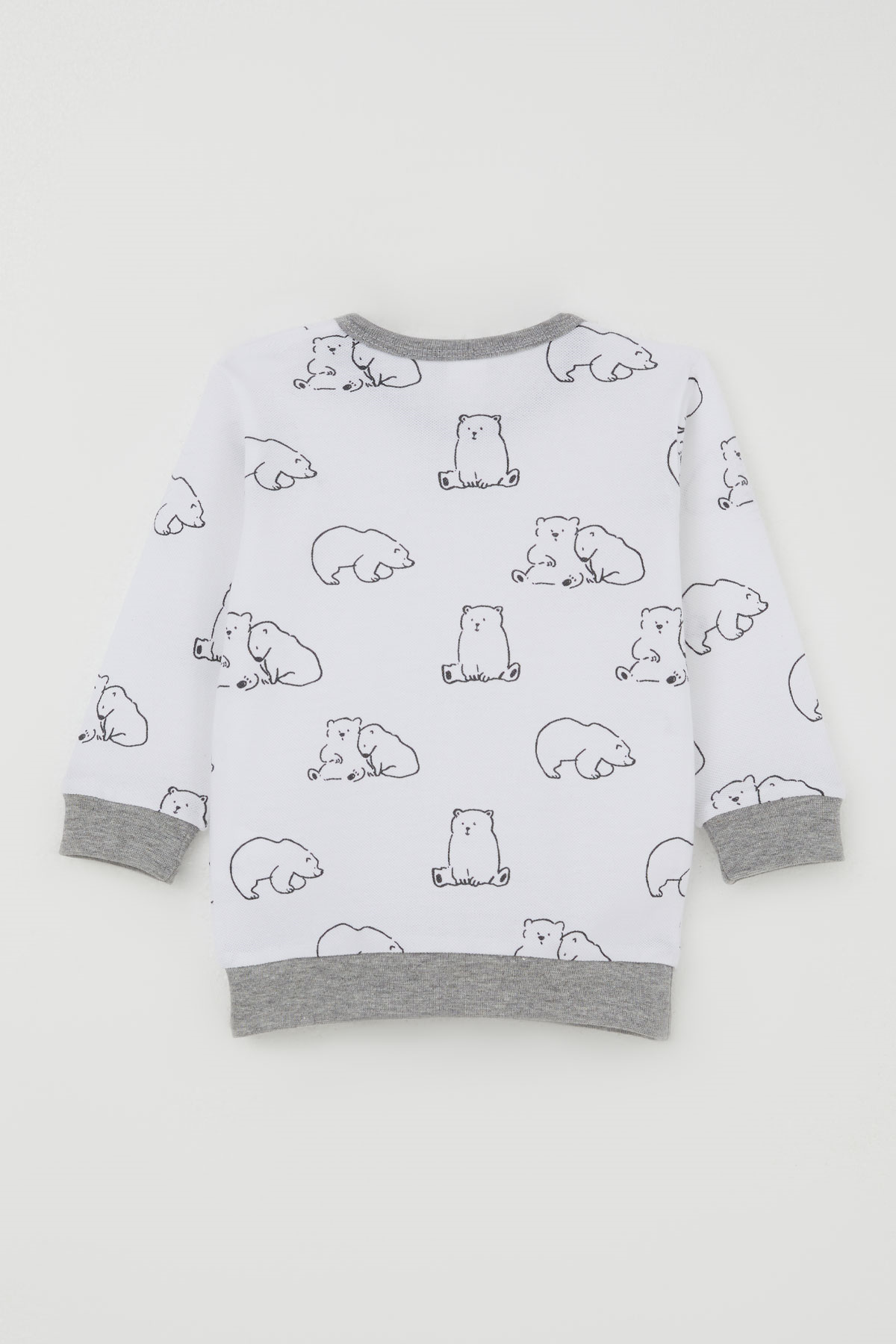 Breeze Erkek Bebek Pijama Takımı Omuzdan Patlı Sevimli Kutup Ayıcığı Desenli Beyaz (4 Ay-1 Yaş)