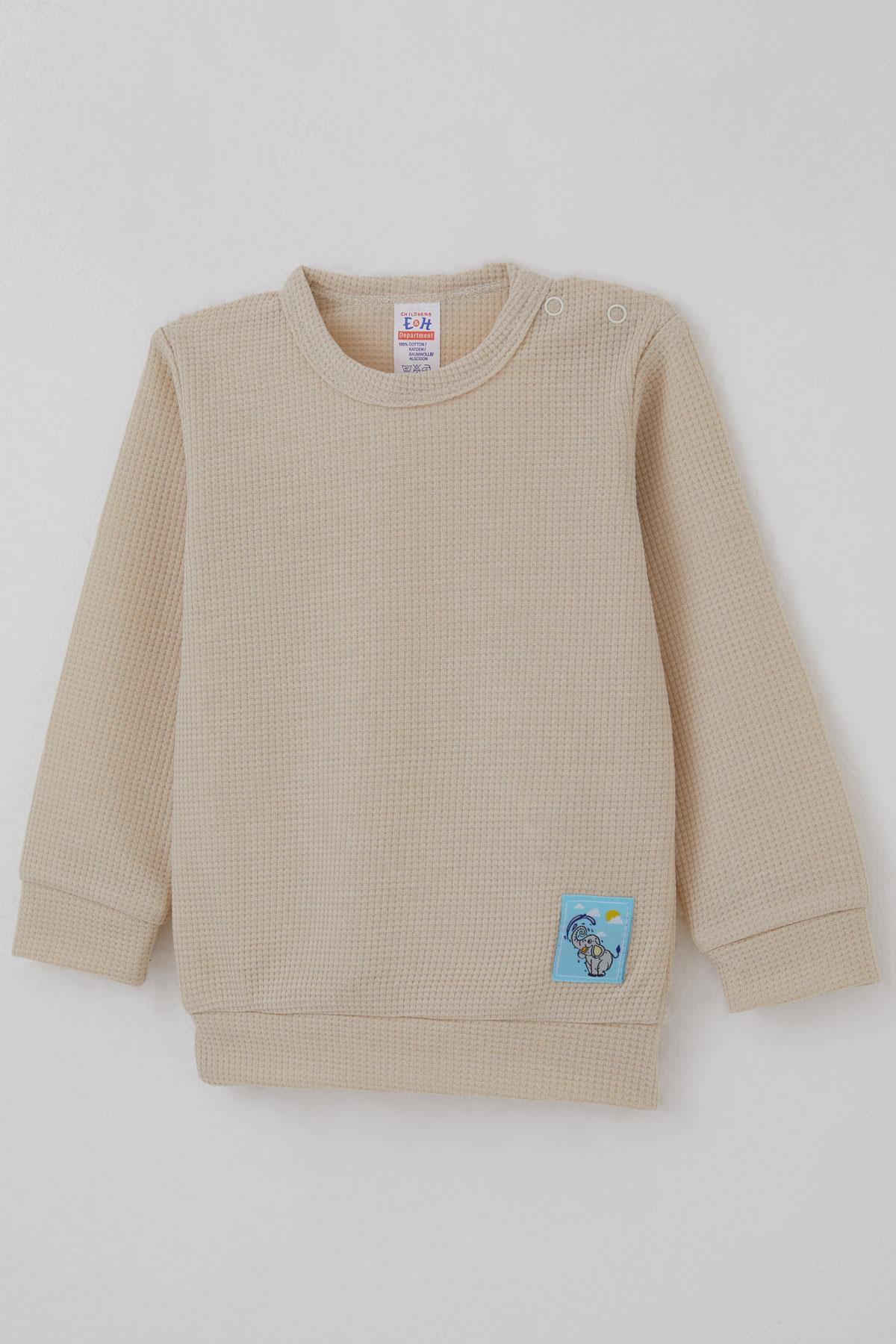 Breeze Erkek Bebek Pijama Takımı Omuzdan Patlı Sevimli Fil Armalı Taş (4 Ay-1 Yaş)