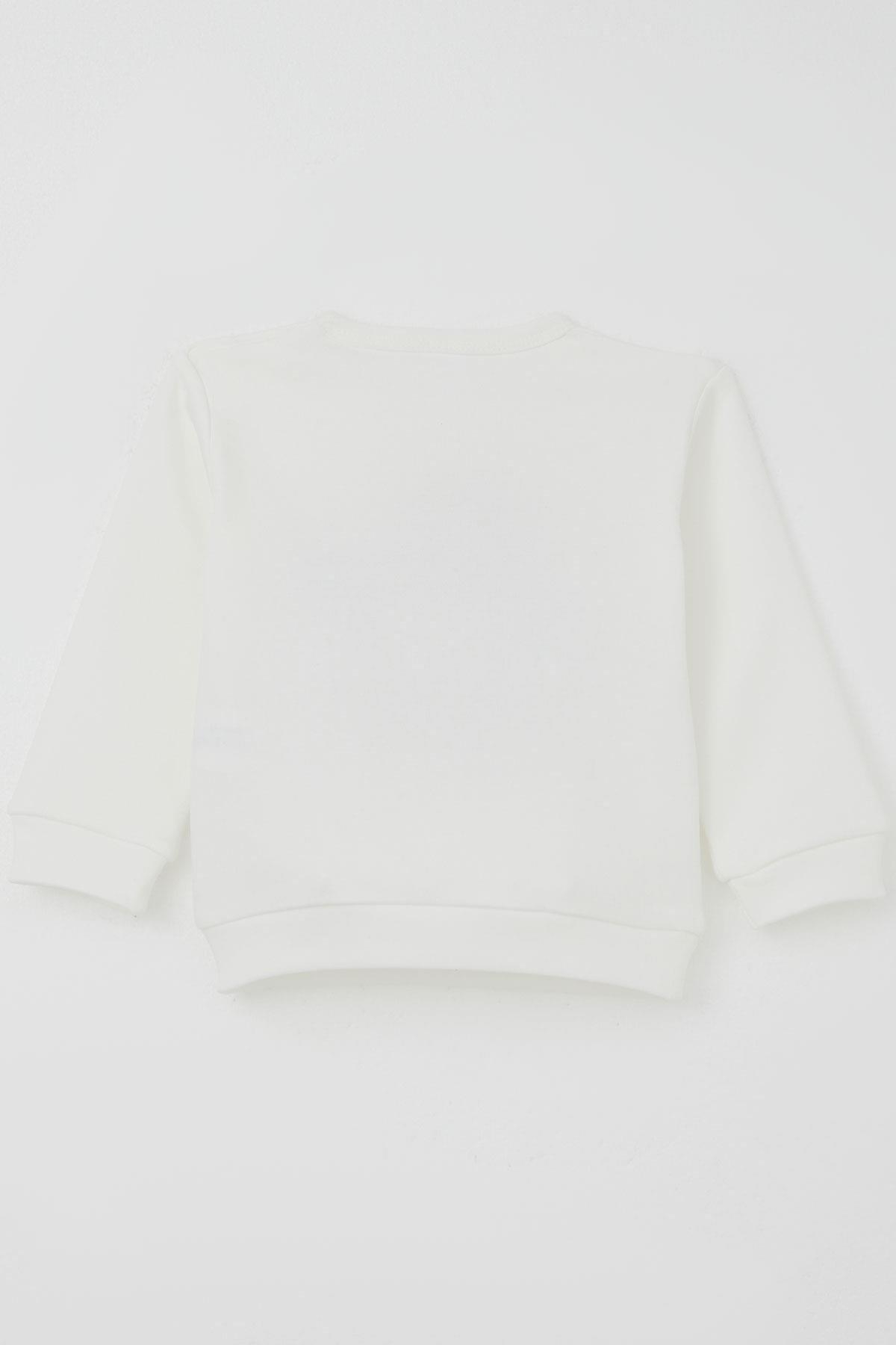 Breeze Erkek Bebek Pijama Takımı Omuzdan Patlı Peluş Sakallı Hoho Noel Baba Ekru (4 Ay-1 Yaş)