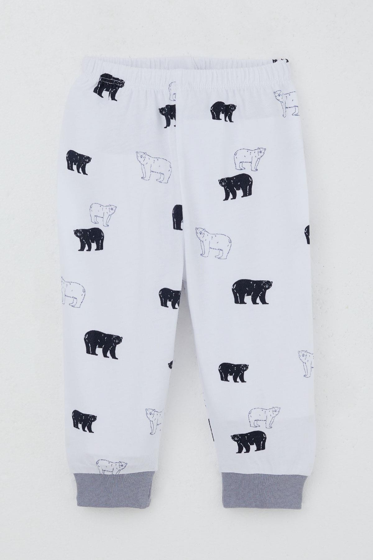 Breeze Erkek Bebek Pijama Takımı Omuzdan Patlı Sevimli Kutup Ayıcığı Desenli Beyaz (4 Ay-1 Yaş)