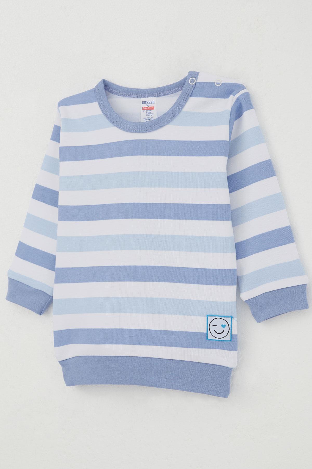 Breeze Erkek Bebek Pijama Takımı Omuzdan Patlı Sevgi Temalı Emoji Armalı Karışık Renk (4 Ay-1 Yaş)