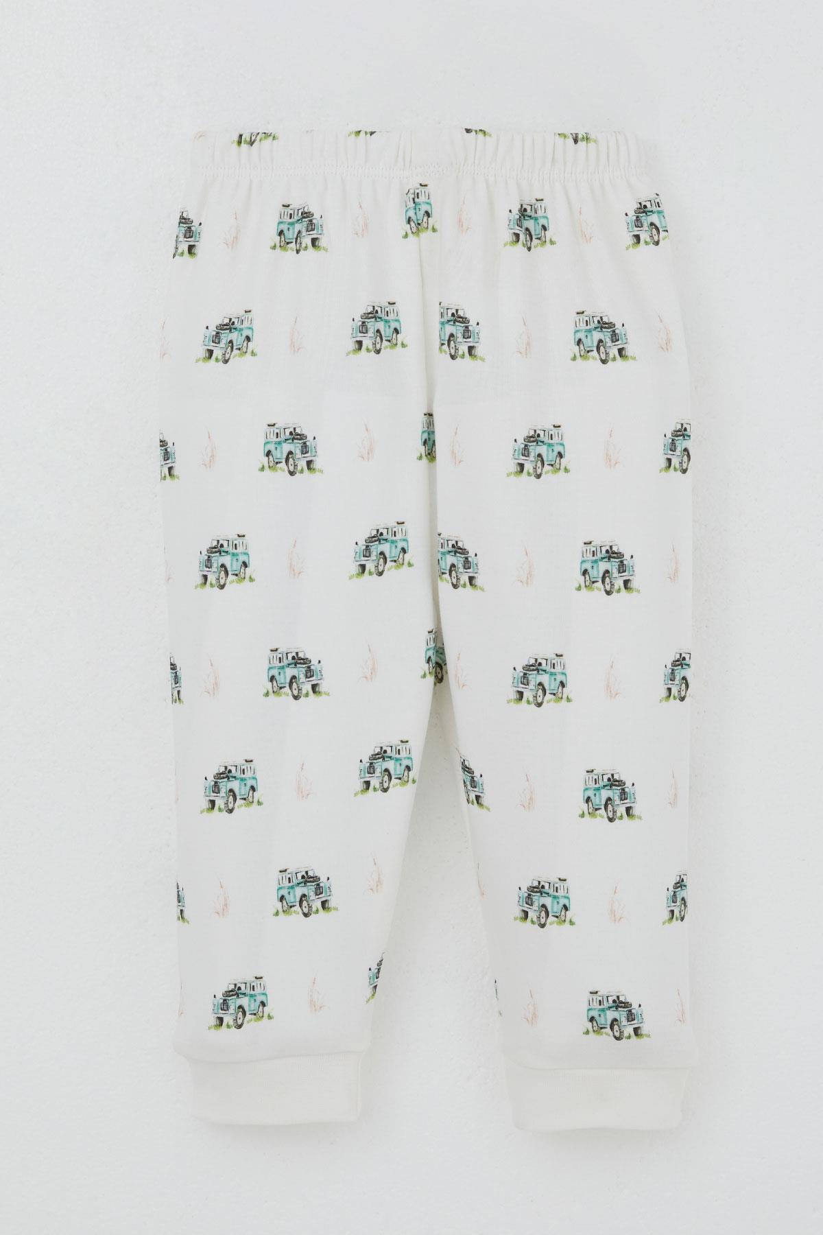 Breeze Erkek Bebek Pijama Takımı Omuzdan Patlı Macera Temalı Küçük Kaşif Ekru (4 Ay-1 Yaş)