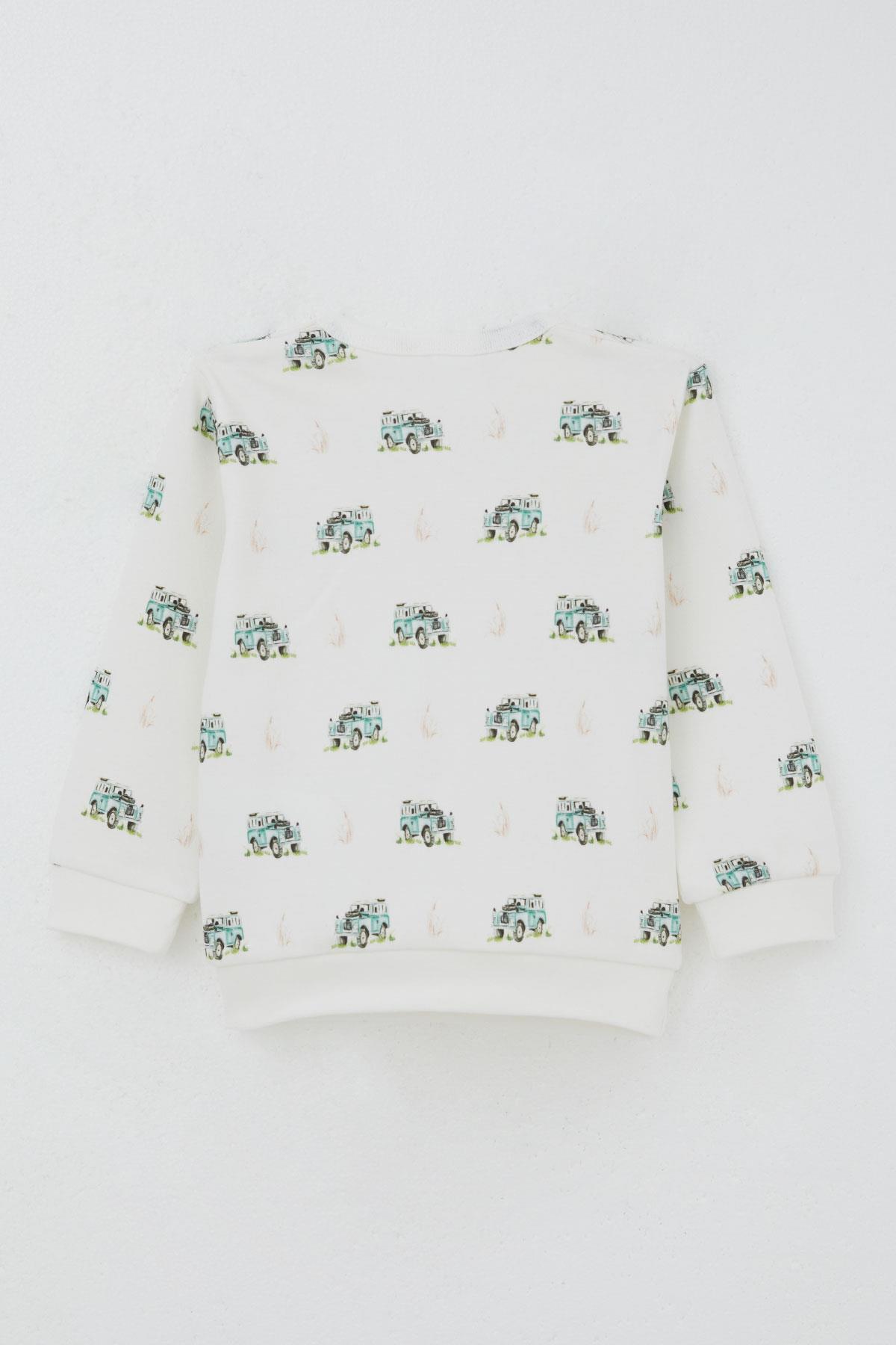 Breeze Erkek Bebek Pijama Takımı Omuzdan Patlı Macera Temalı Küçük Kaşif Ekru (4 Ay-1 Yaş)