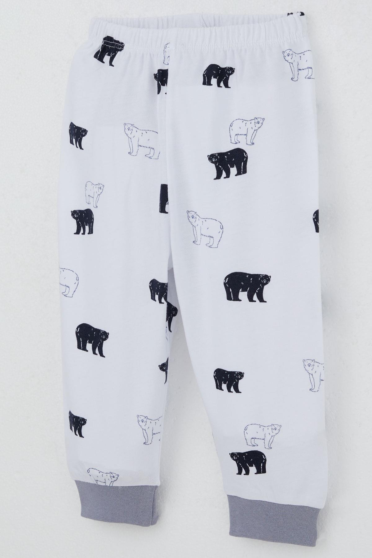Breeze Erkek Bebek Pijama Takımı Omuzdan Patlı Sevimli Kutup Ayıcığı Desenli Beyaz (4 Ay-1 Yaş)