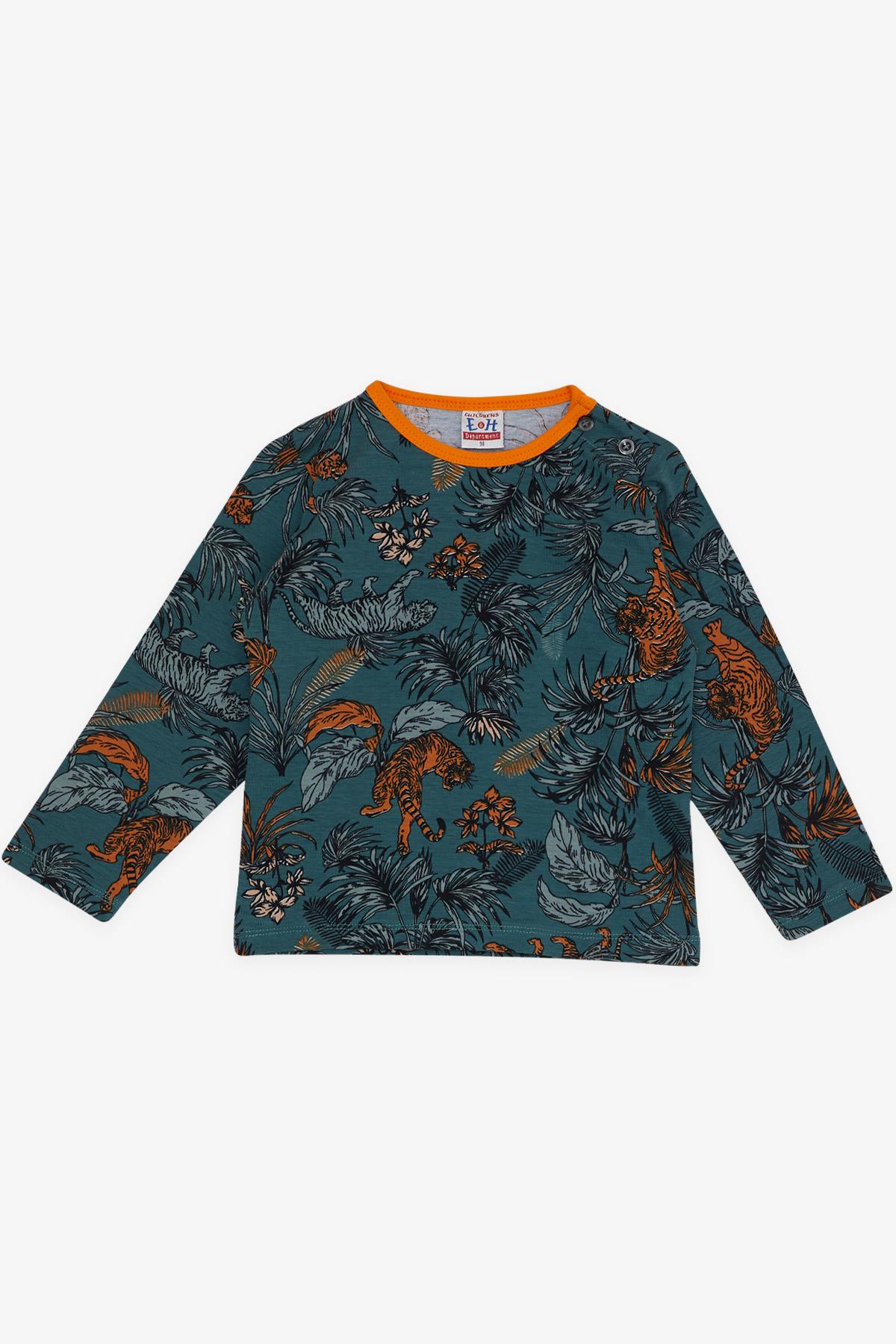 Breeze Erkek Bebek Pijama Takımı Orman Temalı Aslan Desenli Zümrüt Yeşili (9 Ay-3 Yaş)