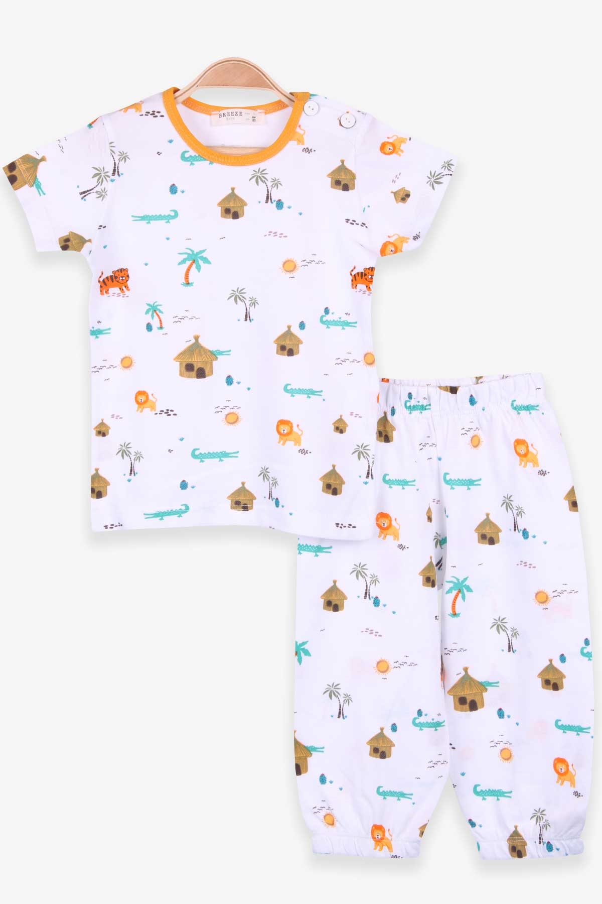 Breeze Erkek Bebek Pijama Takımı Orman Temalı Beyaz (9 Ay-3 Yaş)