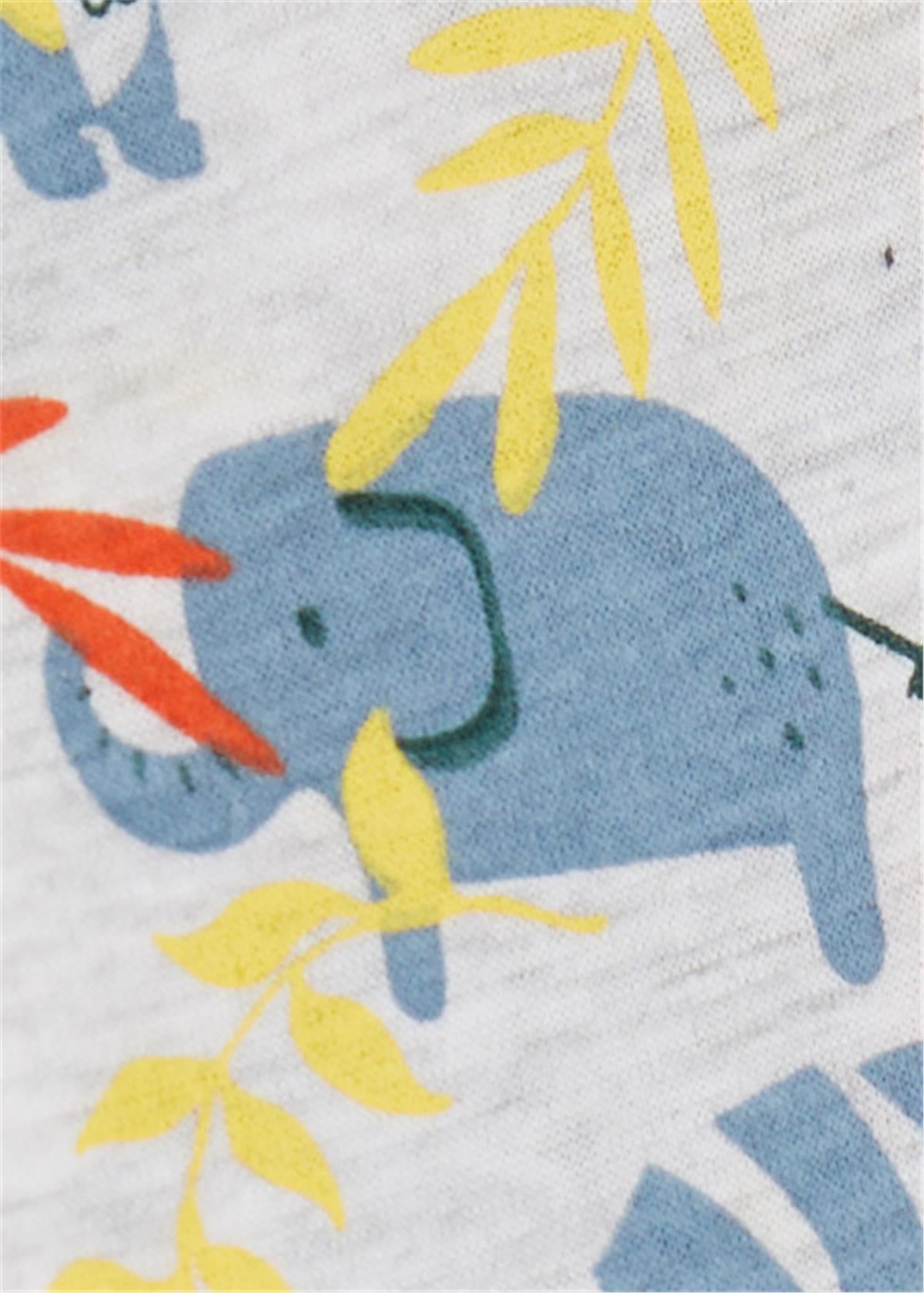Breeze Erkek Bebek Pijama Takımı Orman Temalı Hayvancık Desenli Gri Melanj (9 Ay-3 Yaş)