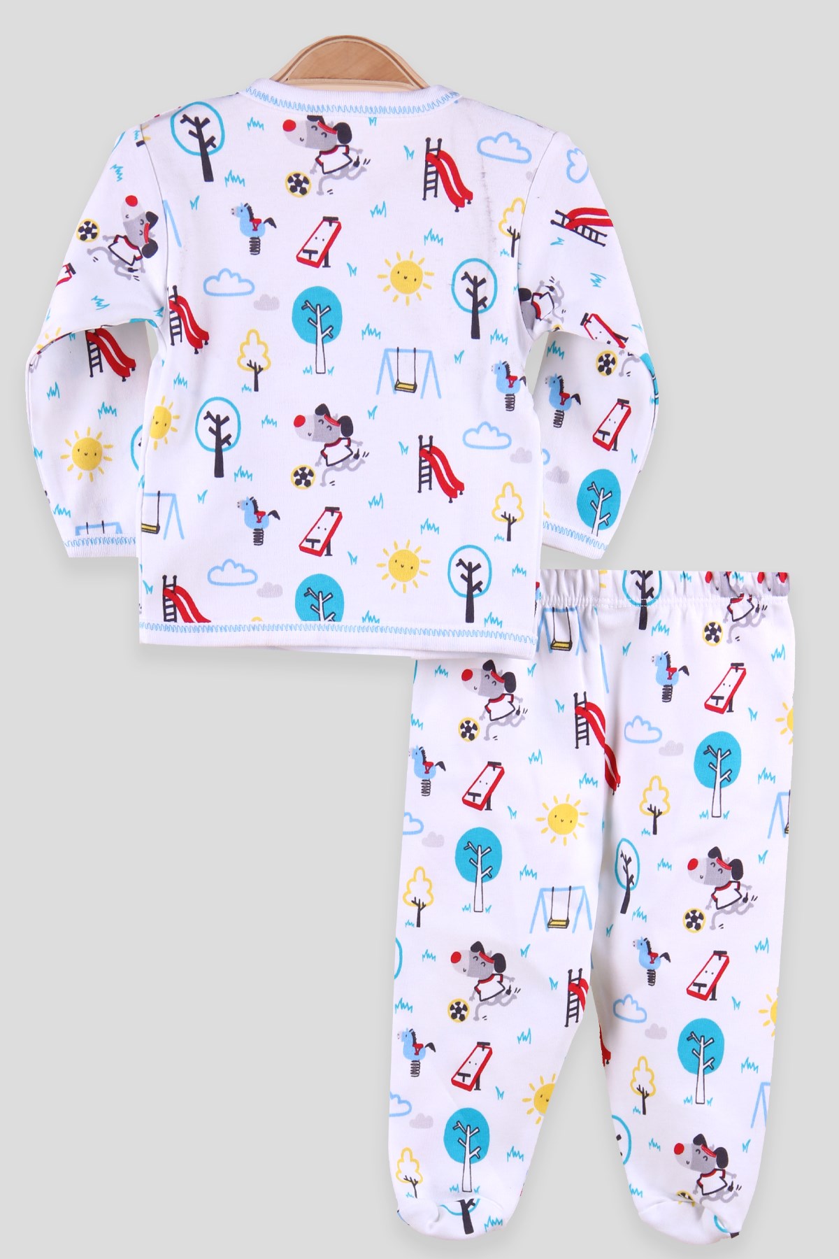 Breeze Erkek Bebek Pijama Takımı Park Baskılı Mavi (0-4 Ay)