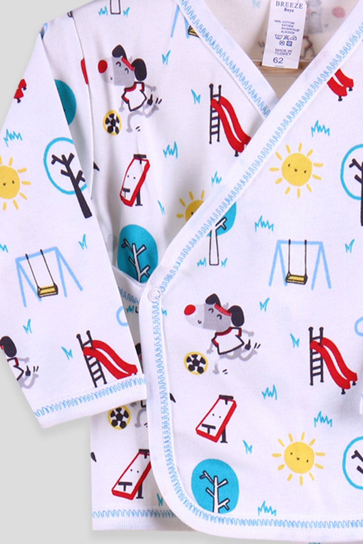 Breeze Erkek Bebek Pijama Takımı Park Baskılı Mavi (0-4 Ay)