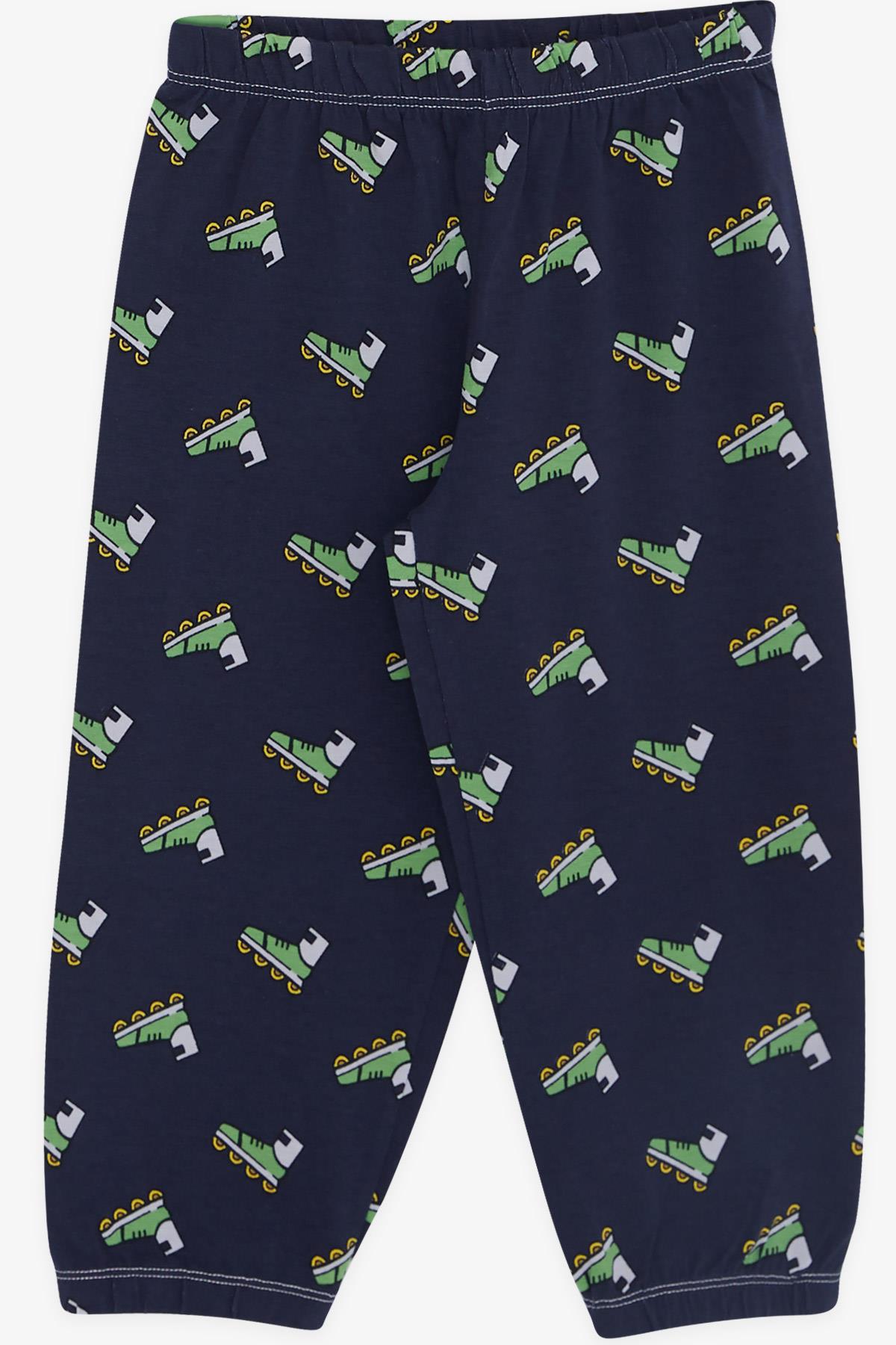 Breeze Erkek Bebek Pijama Takımı Paten Desenli Lacivert (9 Ay-3 Yaş)