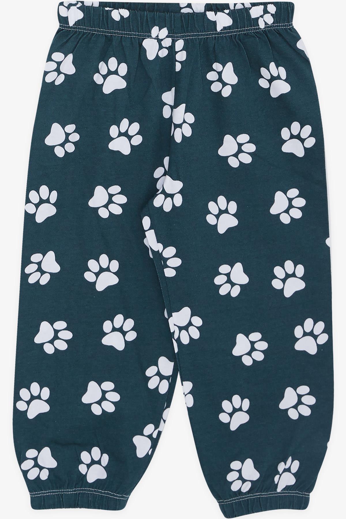 Breeze Erkek Bebek Pijama Takımı Pati Desenli Zümrüt Yeşili (9 Ay-3 Yaş)