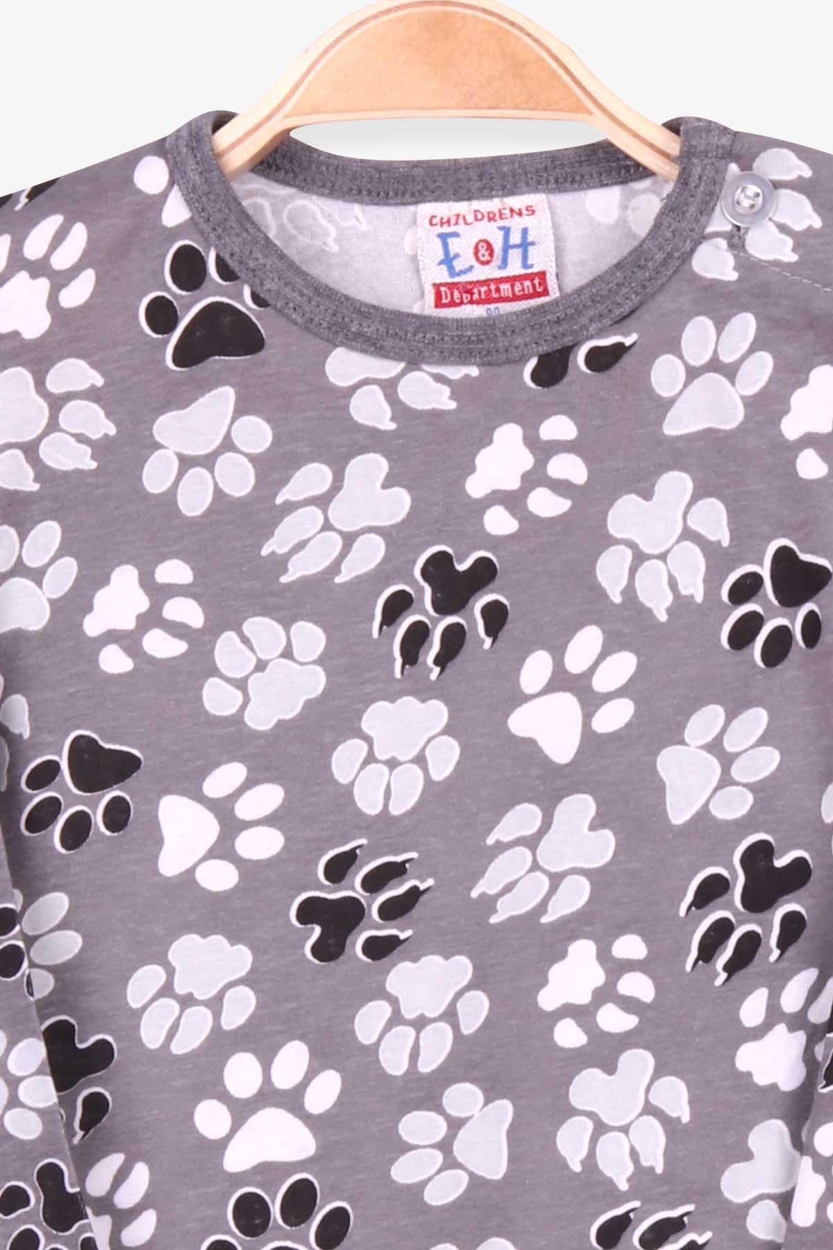 Breeze Erkek Bebek Pijama Takımı Pati Desenli Gri (9 Ay-3 Yaş)