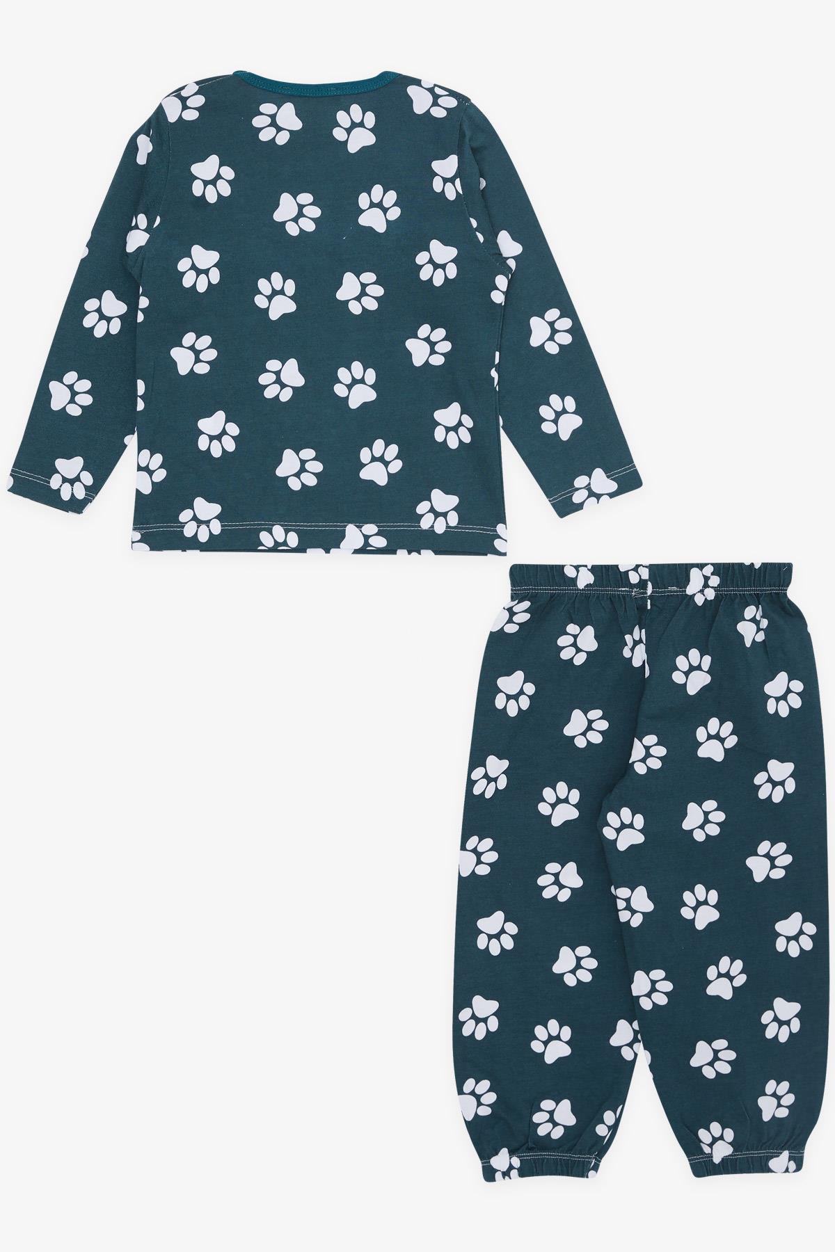 Breeze Erkek Bebek Pijama Takımı Pati Desenli Zümrüt Yeşili (9 Ay-3 Yaş)