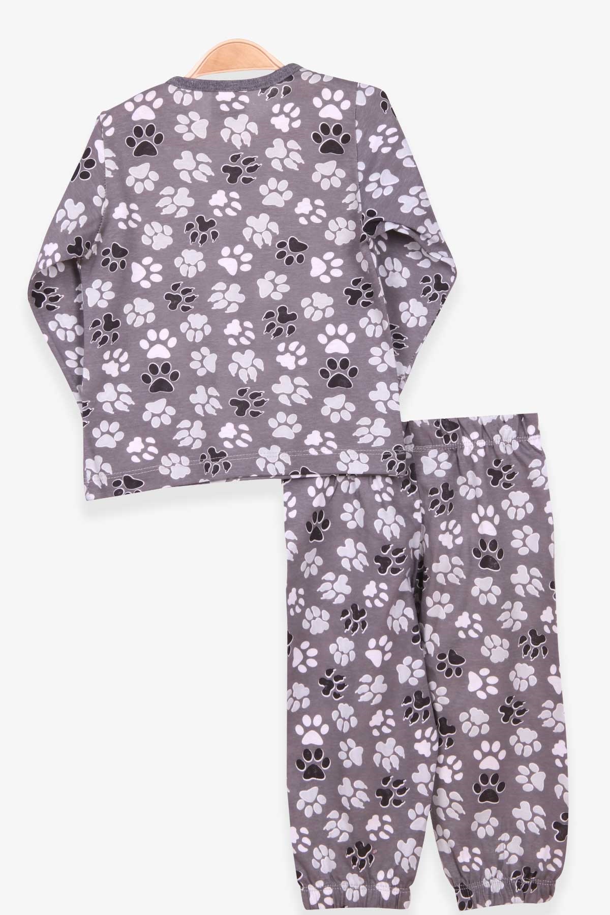 Breeze Erkek Bebek Pijama Takımı Pati Desenli Gri (9 Ay-3 Yaş)