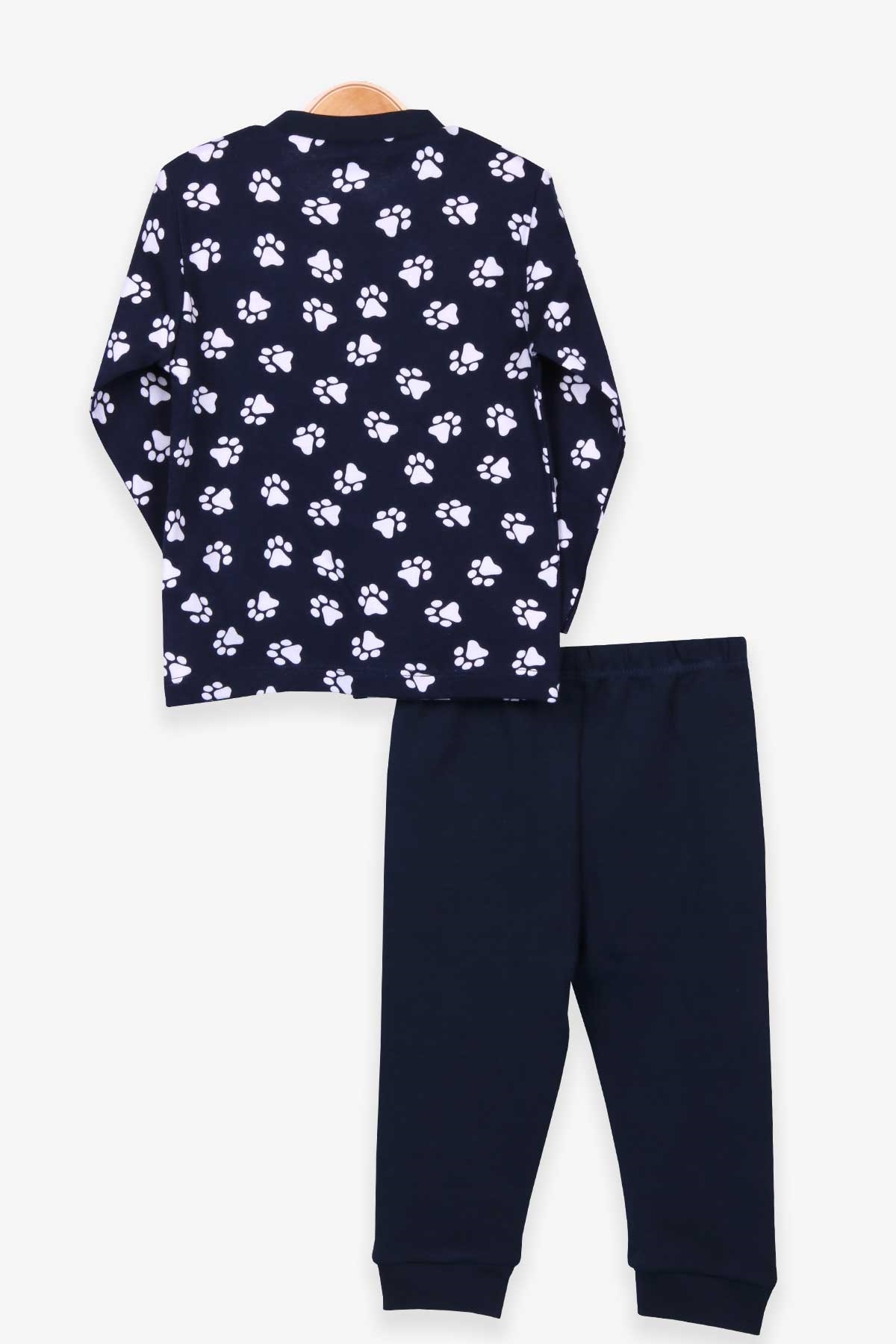 Breeze Erkek Bebek Pijama Takımı Pati Desenli Lacivert (4 Ay-1 Yaş)