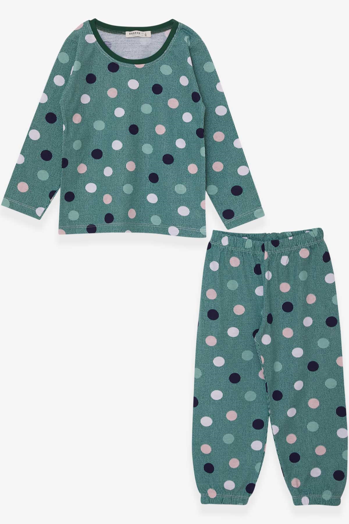 Breeze Erkek Bebek Pijama Takımı Puan Desenli Yeşil (9 Ay-3 Yaş)