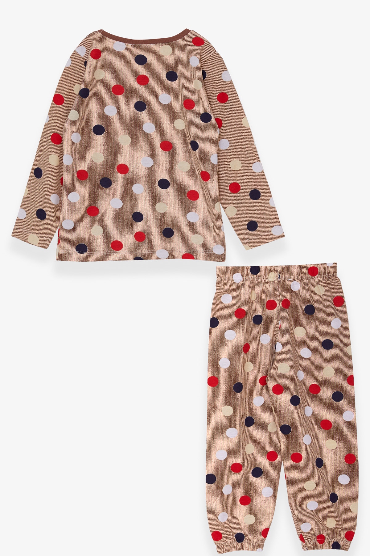Breeze Erkek Bebek Pijama Takımı Puan Desenli Açık Kahverengi (9 Ay-3 Yaş)