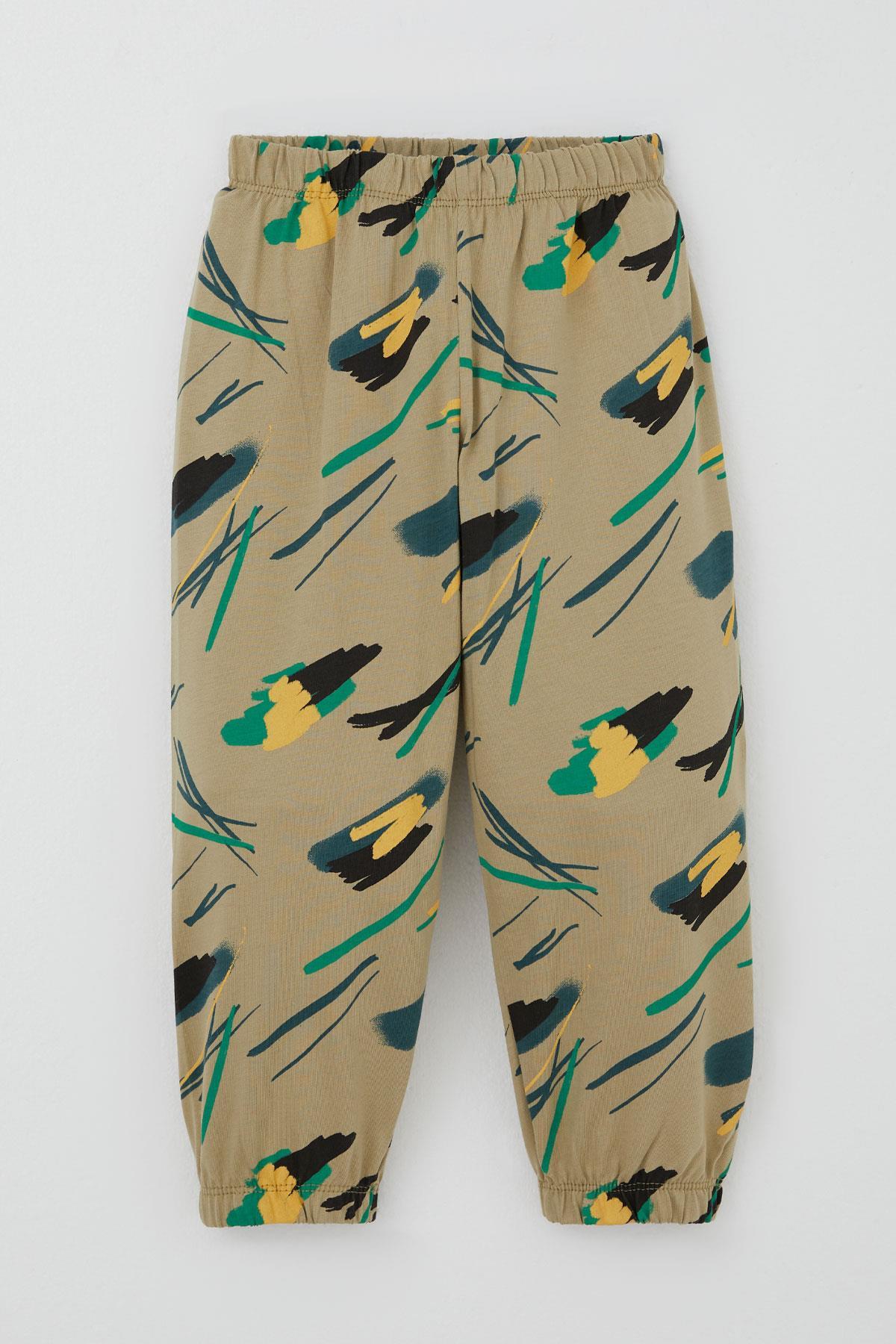 Breeze Erkek Bebek Pijama Takımı Renkli Fırça Vuruşu Haki Yeşil (9 Ay-3 Yaş)