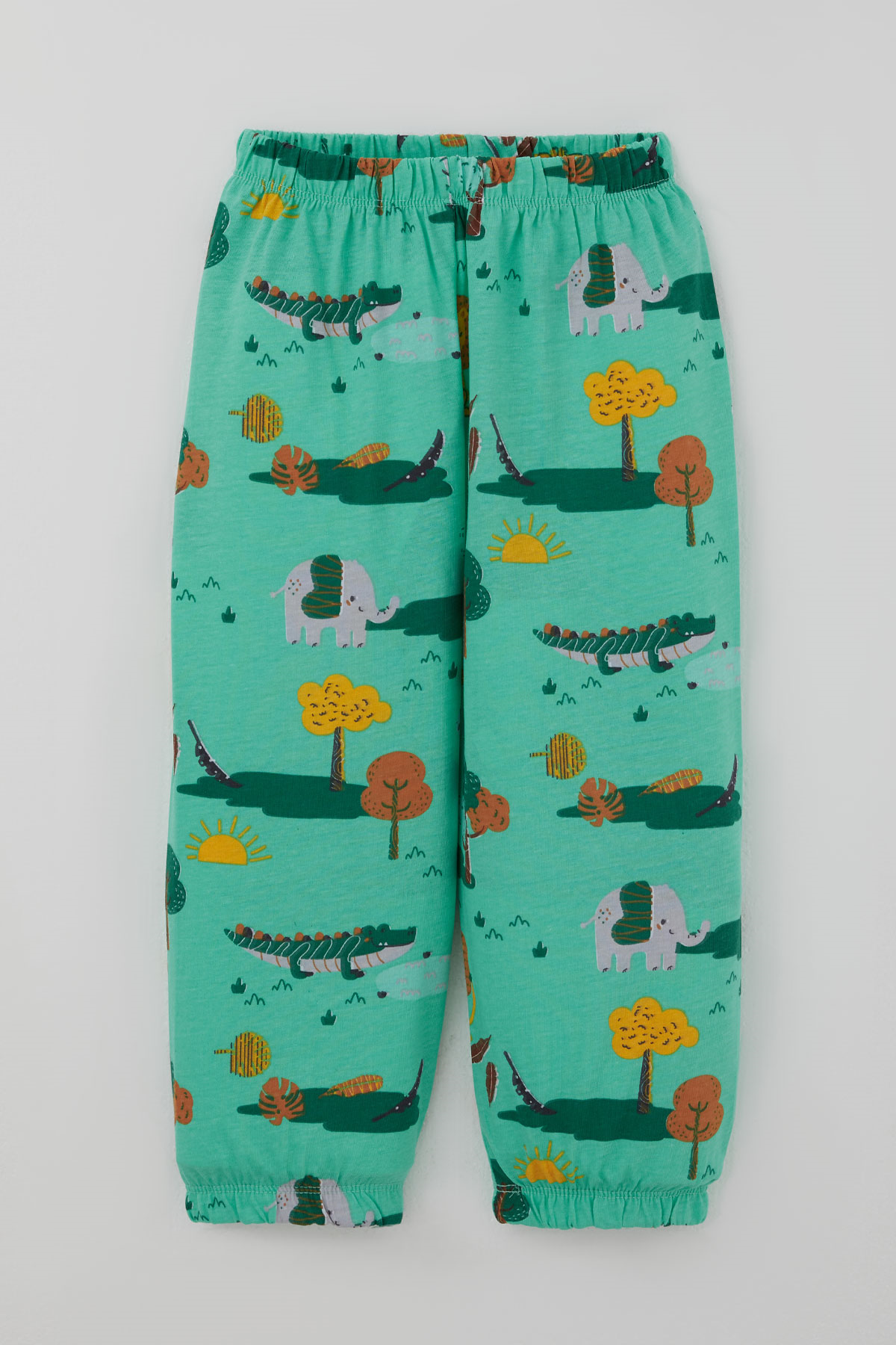 Breeze Erkek Bebek Pijama Takımı Safari Temalı Sevimli Hayvancıklar Desenli Yeşil (9 Ay-3 Yaş)