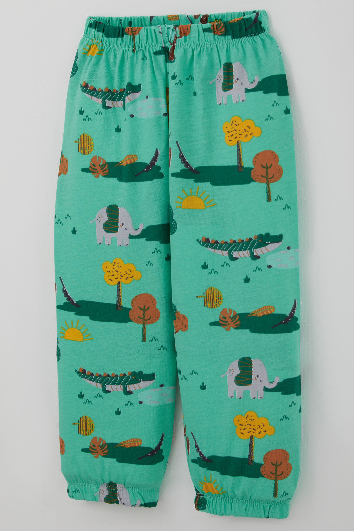 Breeze Erkek Bebek Pijama Takımı Safari Temalı Sevimli Hayvancıklar Desenli Yeşil (9 Ay-3 Yaş)