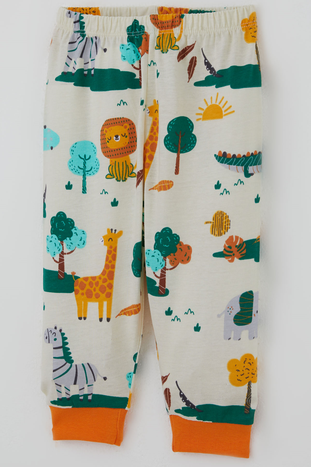 Breeze Erkek Bebek Pijama Takımı Safari Temalı Sevimli Hayvancıklar Desenli Önden Çıtçıtlı Sarı (4 Ay-1 Yaş)