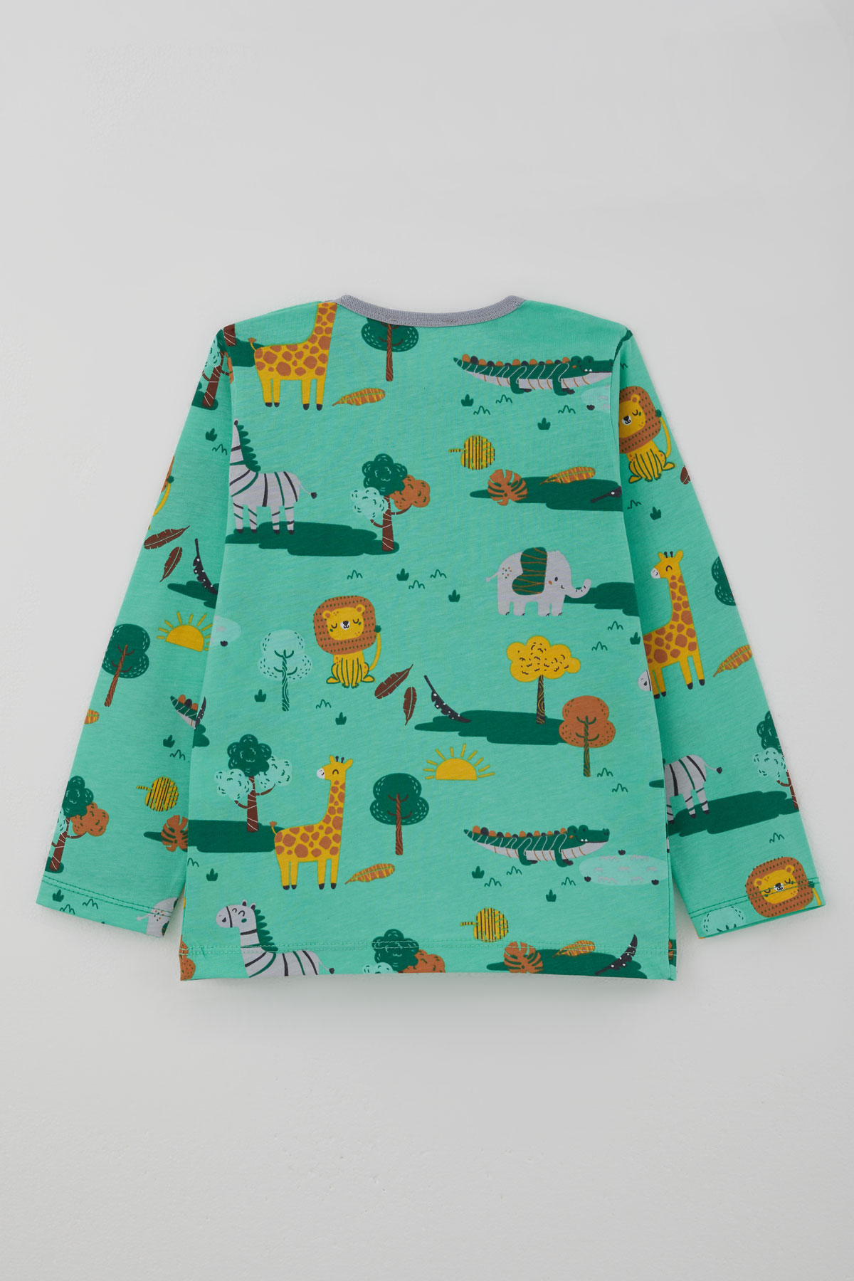 Breeze Erkek Bebek Pijama Takımı Safari Temalı Sevimli Hayvancıklar Desenli Yeşil (9 Ay-3 Yaş)