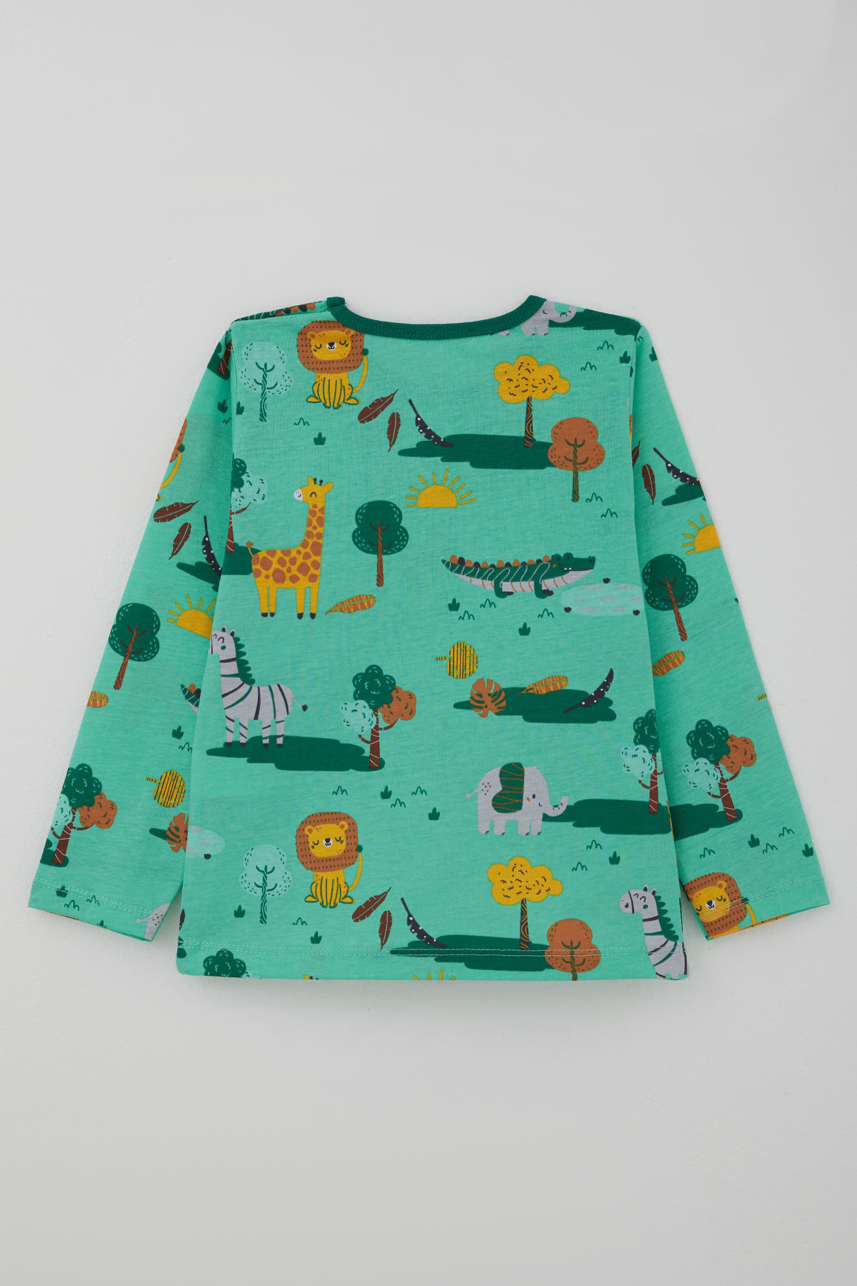 Breeze Erkek Bebek Pijama Takımı Safari Temalı Sevimli Hayvancıklar Desenli Yeşil (9 Ay-3 Yaş)