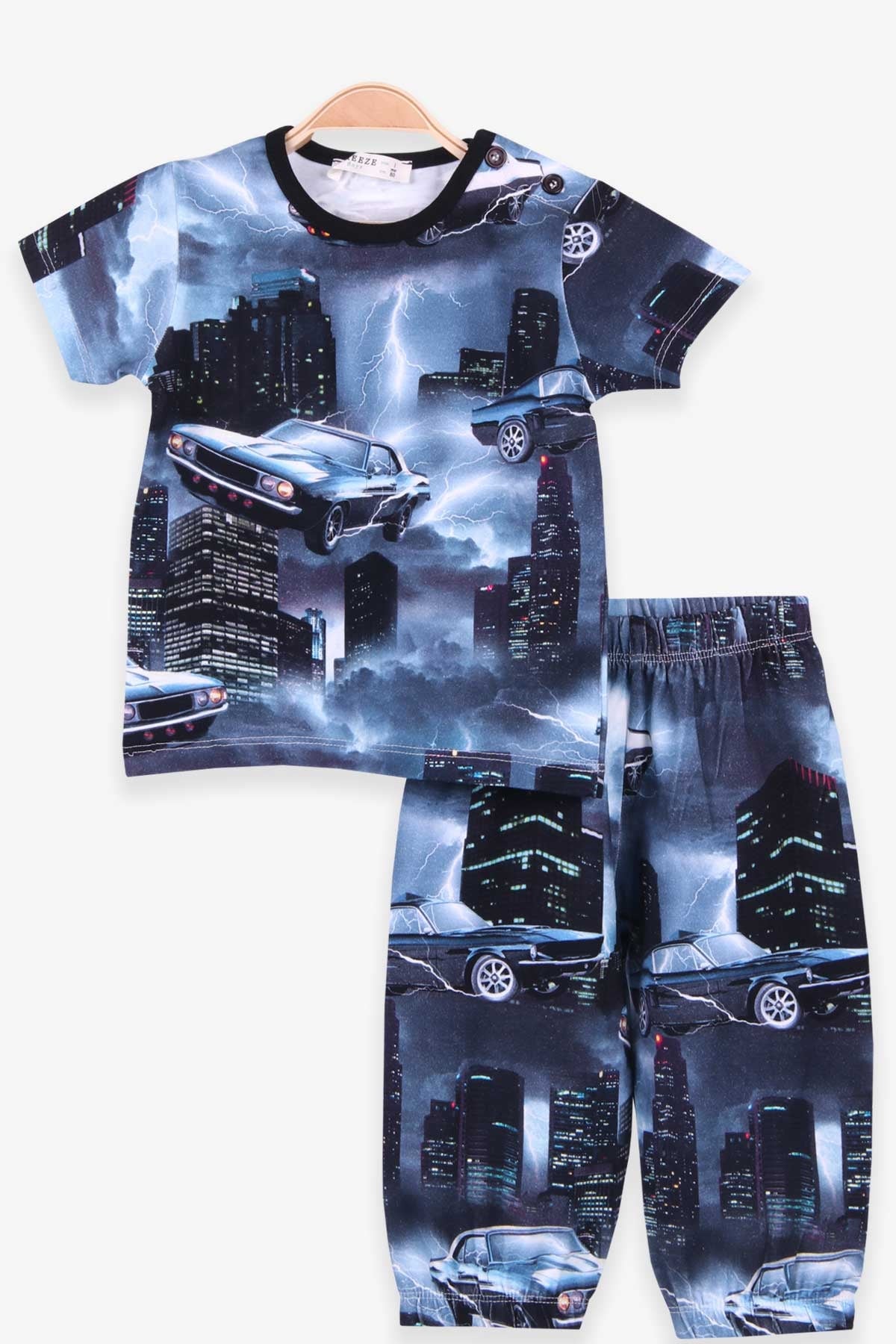 Breeze Erkek Bebek Pijama Takımı Şehir Temalı Karışık Renk (9 Ay-3 Yaş)