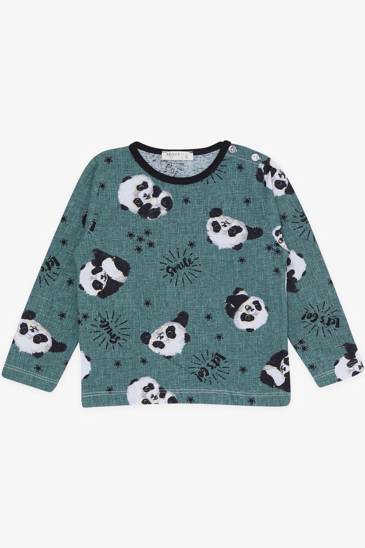 Breeze Erkek Bebek Pijama Takımı Sevimli Panda Desenli Mint Yeşili (9 Ay-3 Yaş)