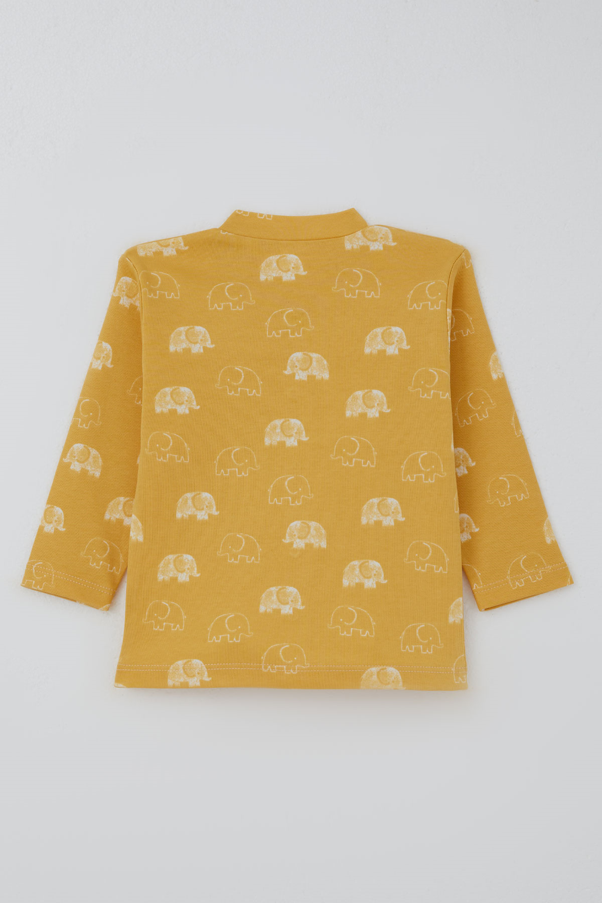 Breeze Erkek Bebek  Pijama Takımı Sevimli  Bebek Fil Desenli Önden Çıtçıtlı Hardal Sarı (4 Ay - 1 Yaş)
