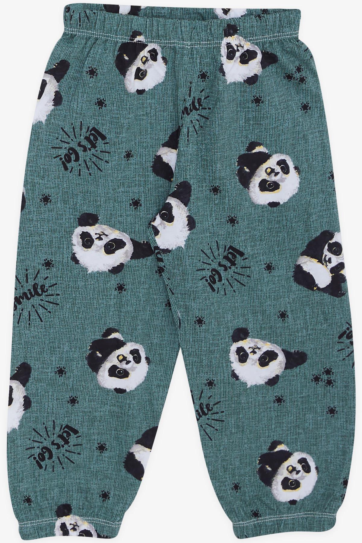 Breeze Erkek Bebek Pijama Takımı Sevimli Panda Desenli Mint Yeşili (9 Ay-3 Yaş)