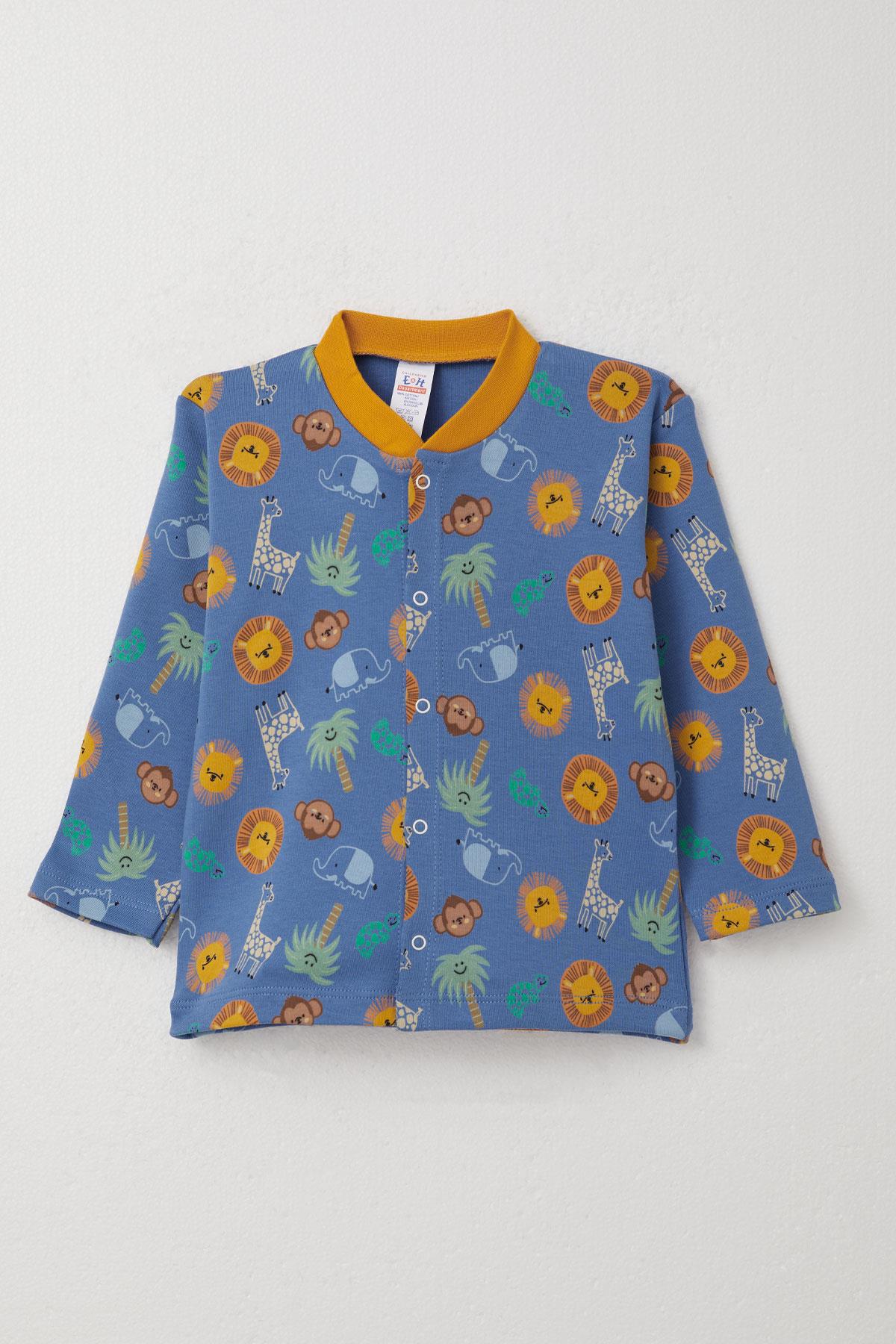Breeze Erkek Bebek Pijama Takımı Sevimli Hayvanlar Alemi Temalı Mavi (4 Ay-1 Yaş)