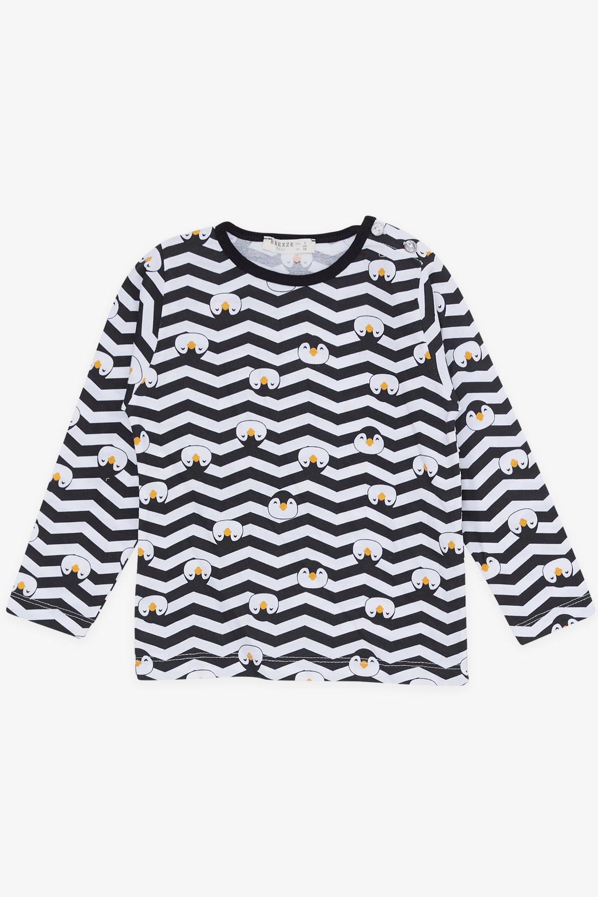 Breeze Erkek Bebek Pijama Takımı Sevimli Penguen Desenli Siyah (9 Ay-3 Yaş)
