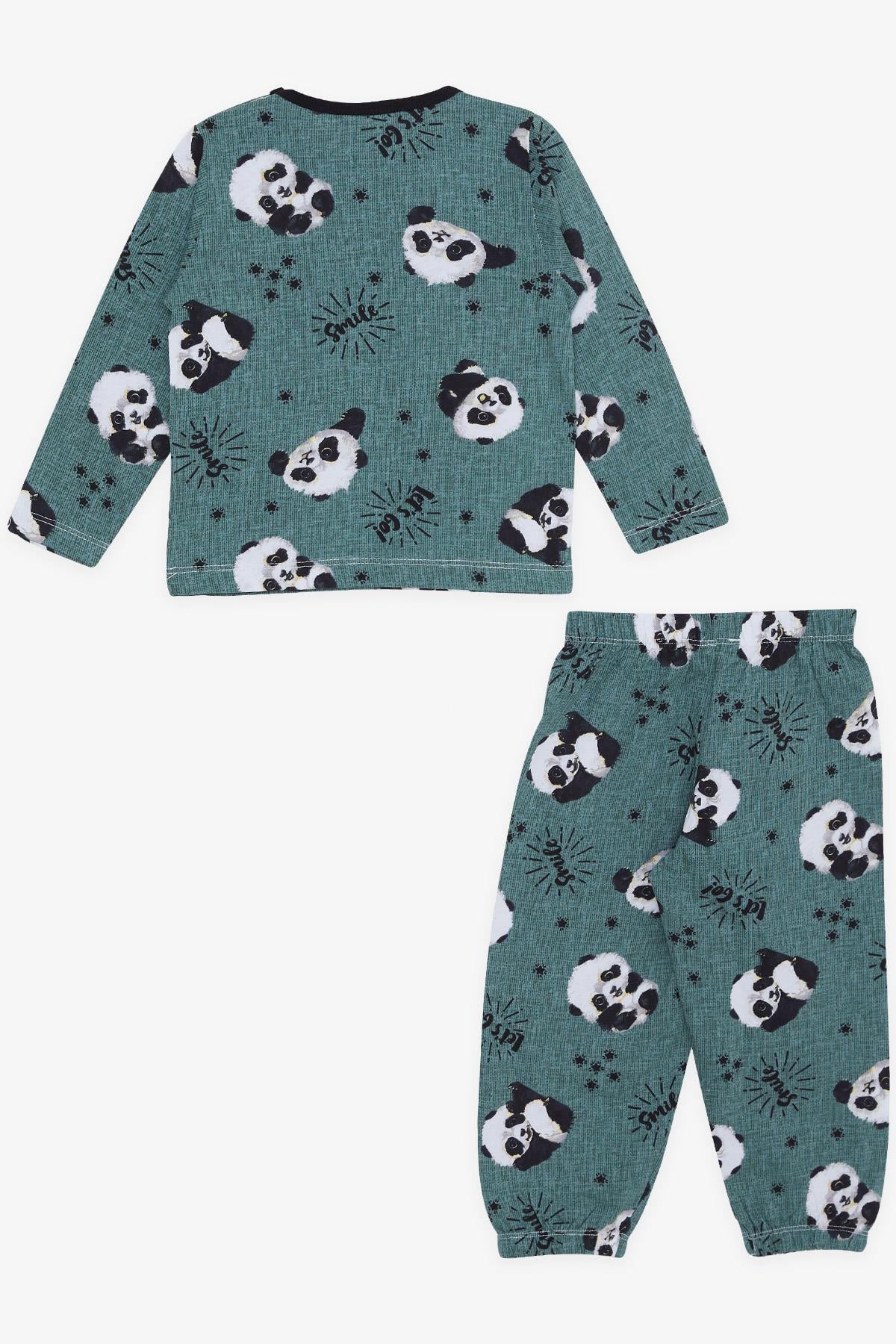 Breeze Erkek Bebek Pijama Takımı Sevimli Panda Desenli Mint Yeşili (9 Ay-3 Yaş)