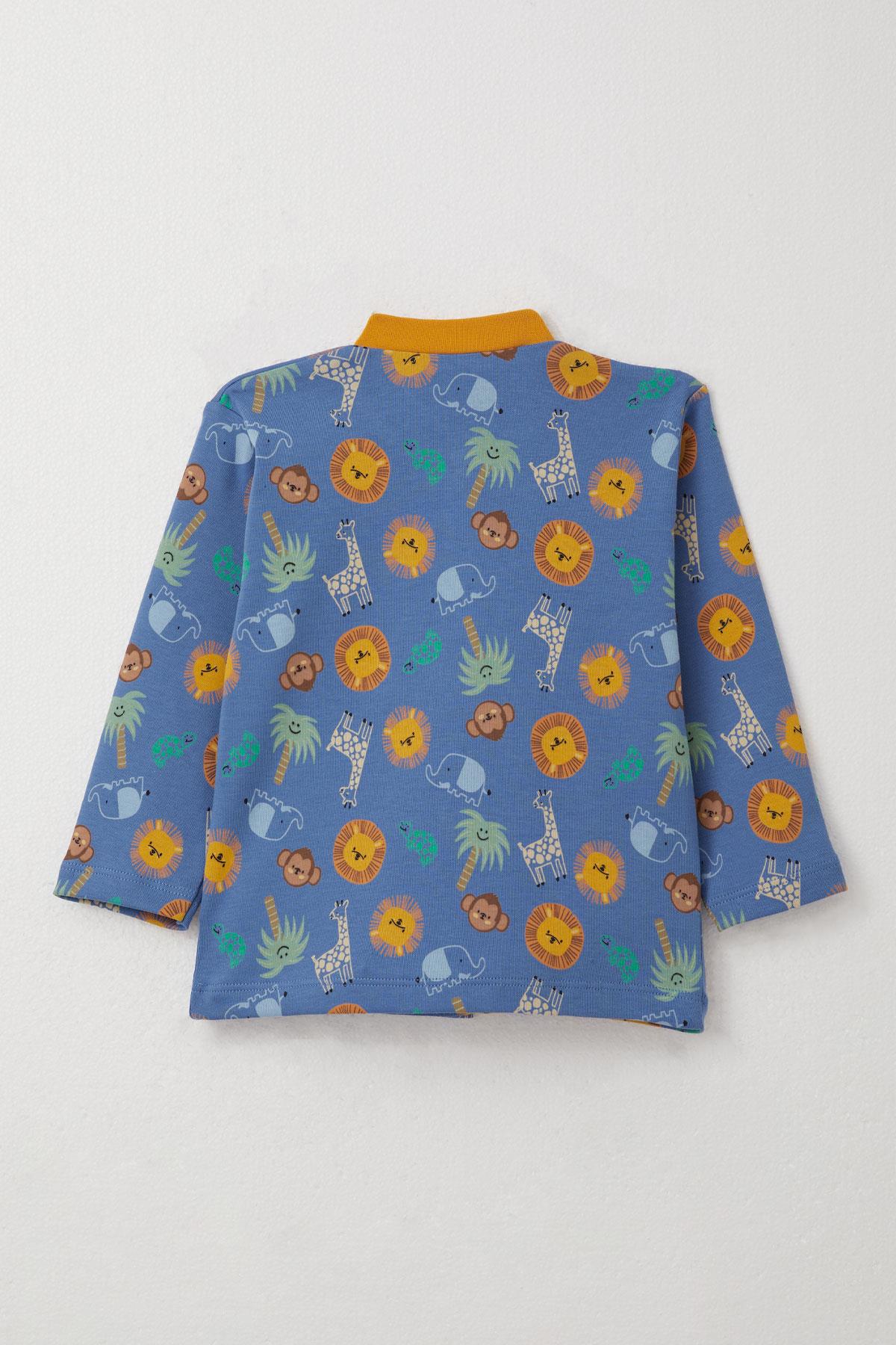 Breeze Erkek Bebek Pijama Takımı Sevimli Hayvanlar Alemi Temalı Mavi (4 Ay-1 Yaş)