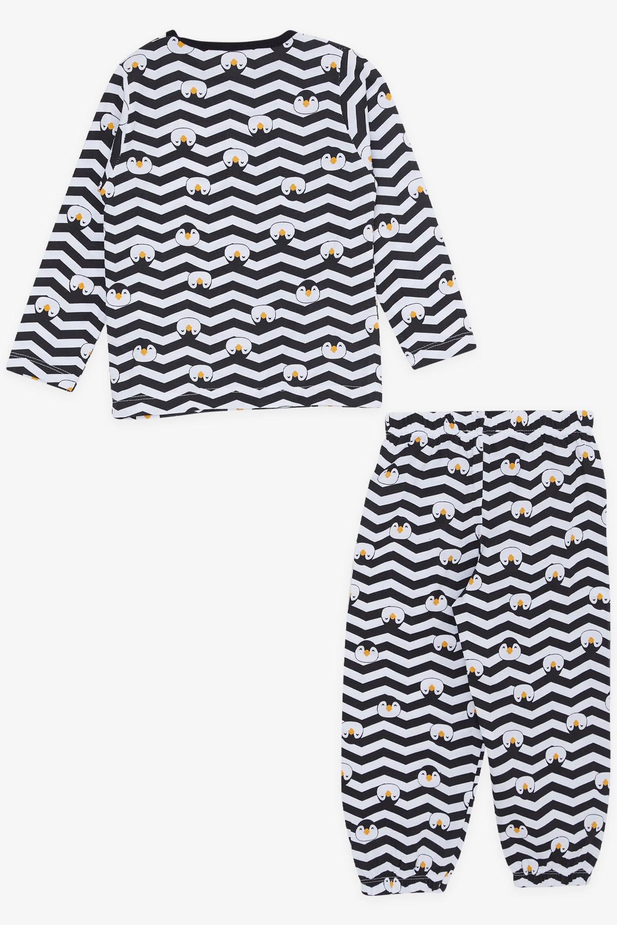 Breeze Erkek Bebek Pijama Takımı Sevimli Penguen Desenli Siyah (9 Ay-3 Yaş)