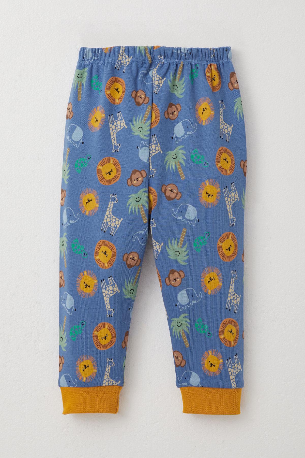 Breeze Erkek Bebek Pijama Takımı Sevimli Hayvanlar Alemi Temalı Mavi (4 Ay-1 Yaş)